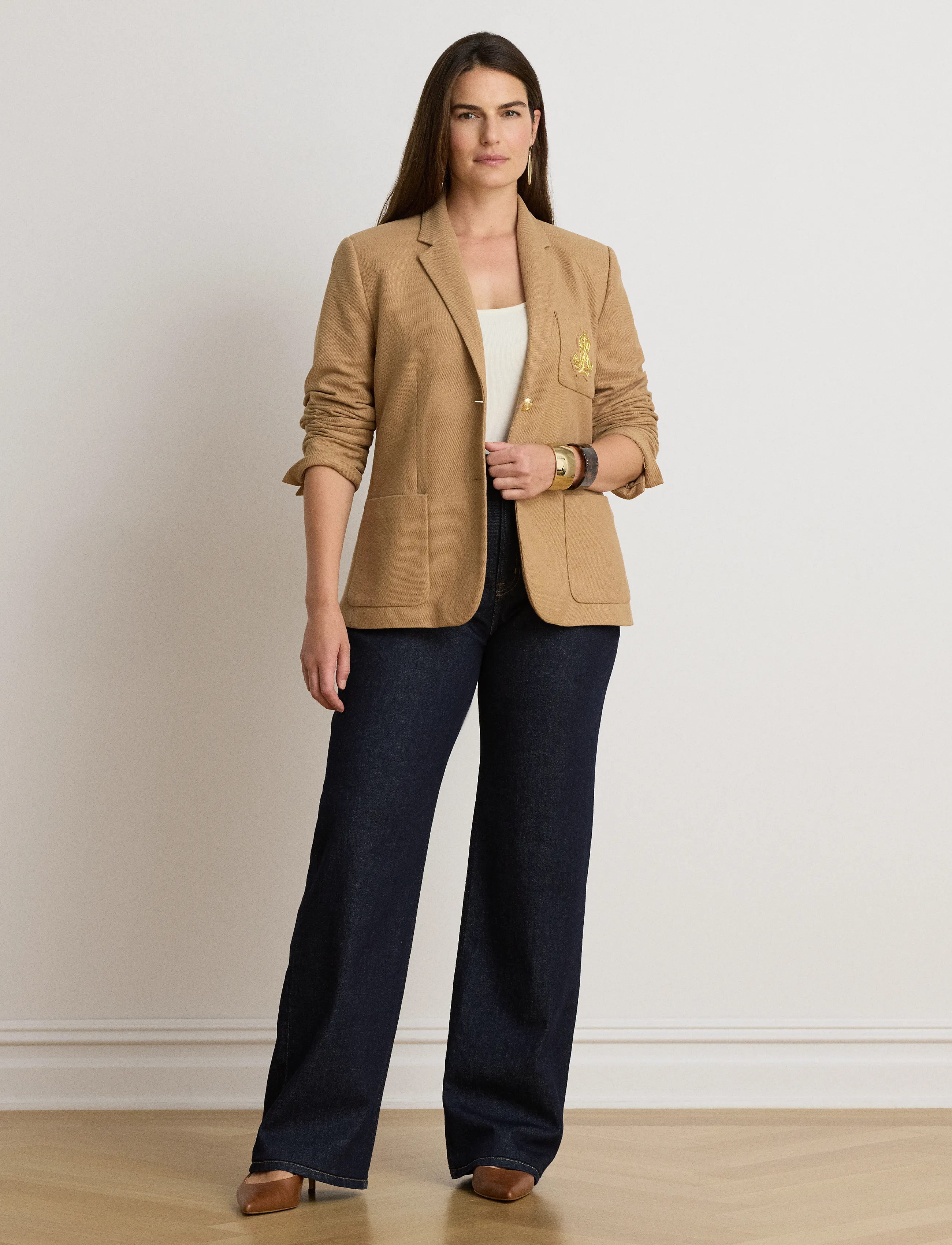 Lauren Ralph Lauren - Bullion Jacquard Blazer - enkeltradede blazere - lauren camel - 4