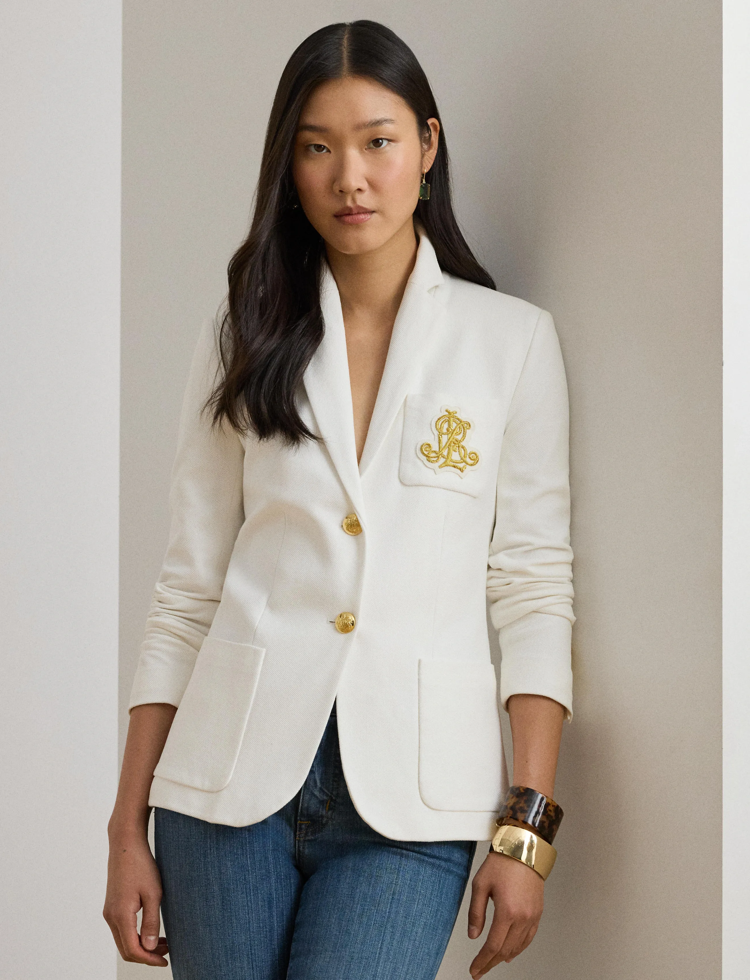 Lauren Ralph Lauren Bullion Jacquard Blazer, XXS, White, Blazere > Enkeltradede Blazere, Dame