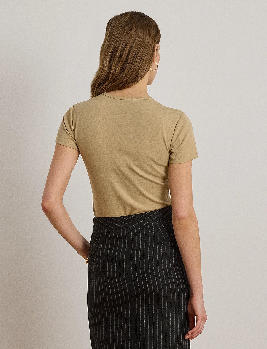 Lauren Ralph Lauren - Stretch Cotton Tee - t-shirts - birch tan - 3