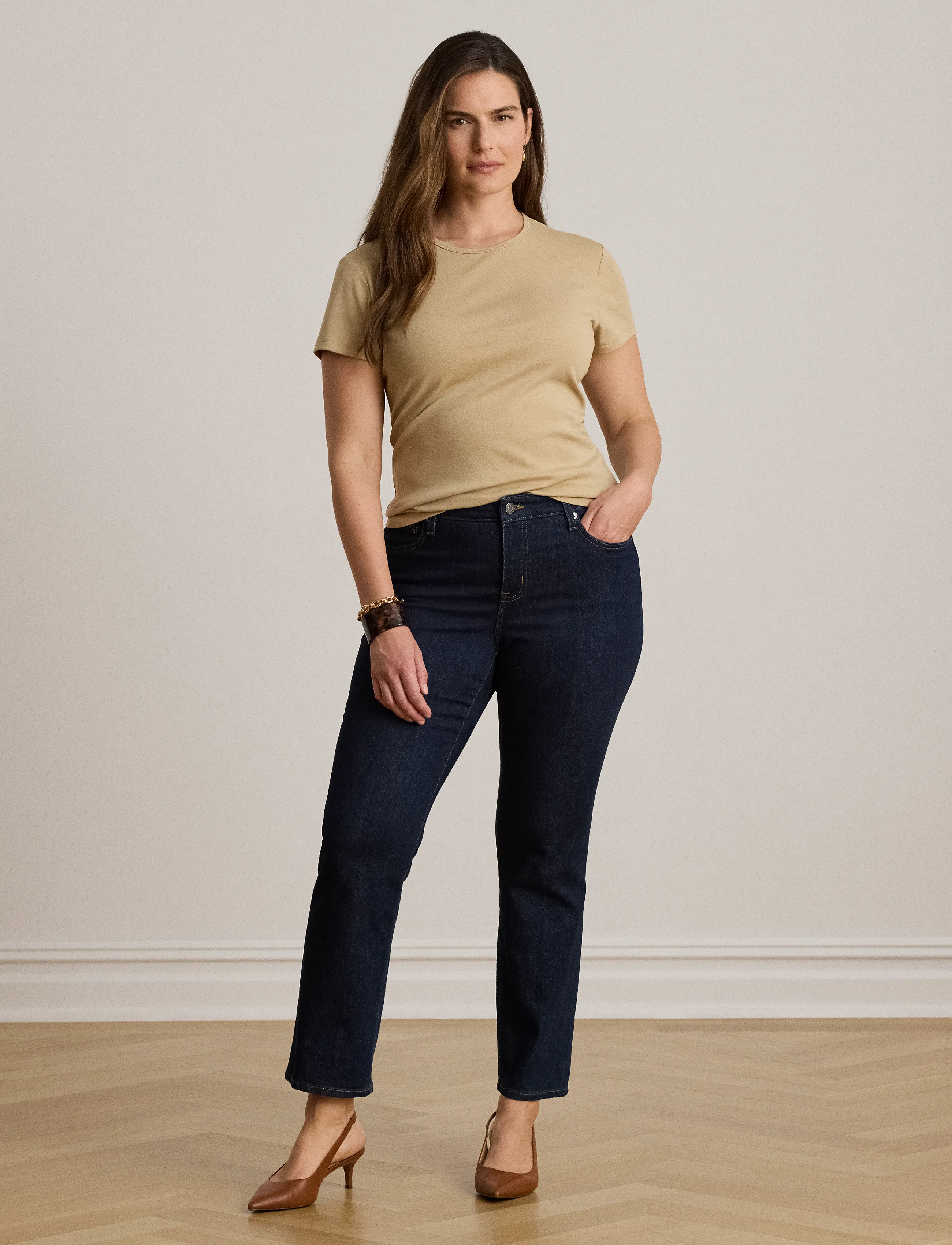 Lauren Ralph Lauren - Stretch Cotton Tee - birch tan - 5