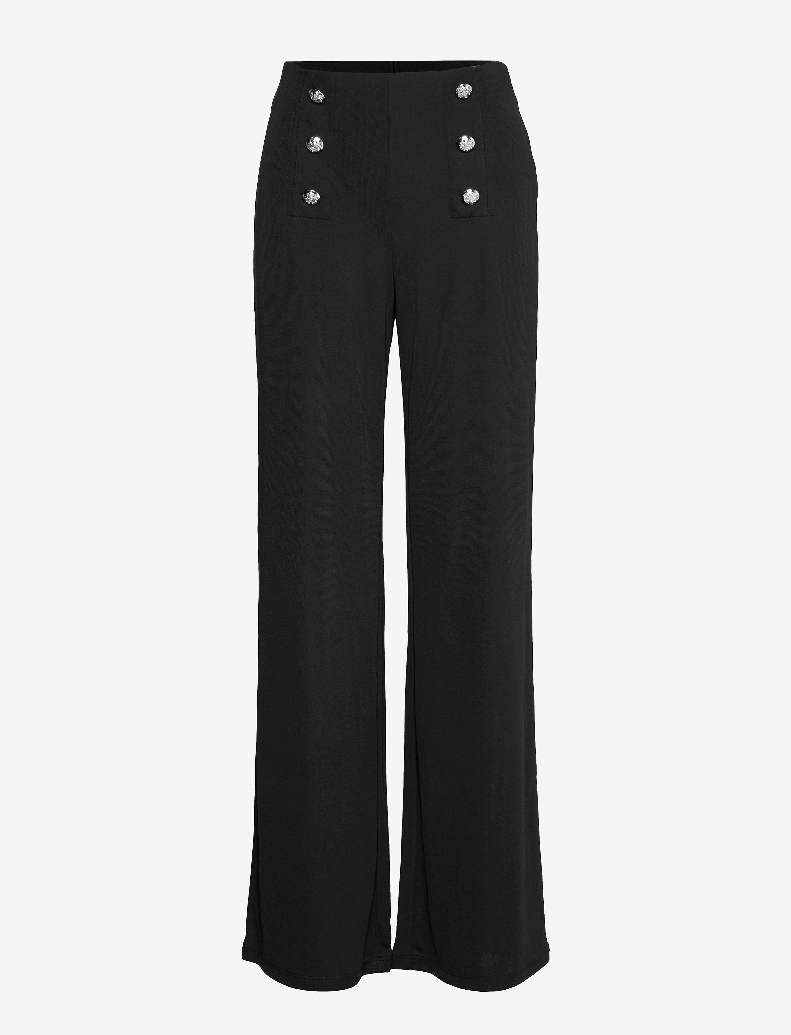 Lauren Ralph Lauren - STR MATTE JERSEY-STR-PNT - hosen mit weitem bein - polo black - 1