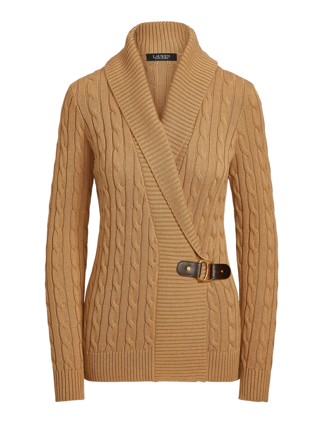Lauren Ralph Lauren GASSED COTTON-LS SHAWL COLLAR P/O - Cardigans - CLASSIC CAMEL / brown