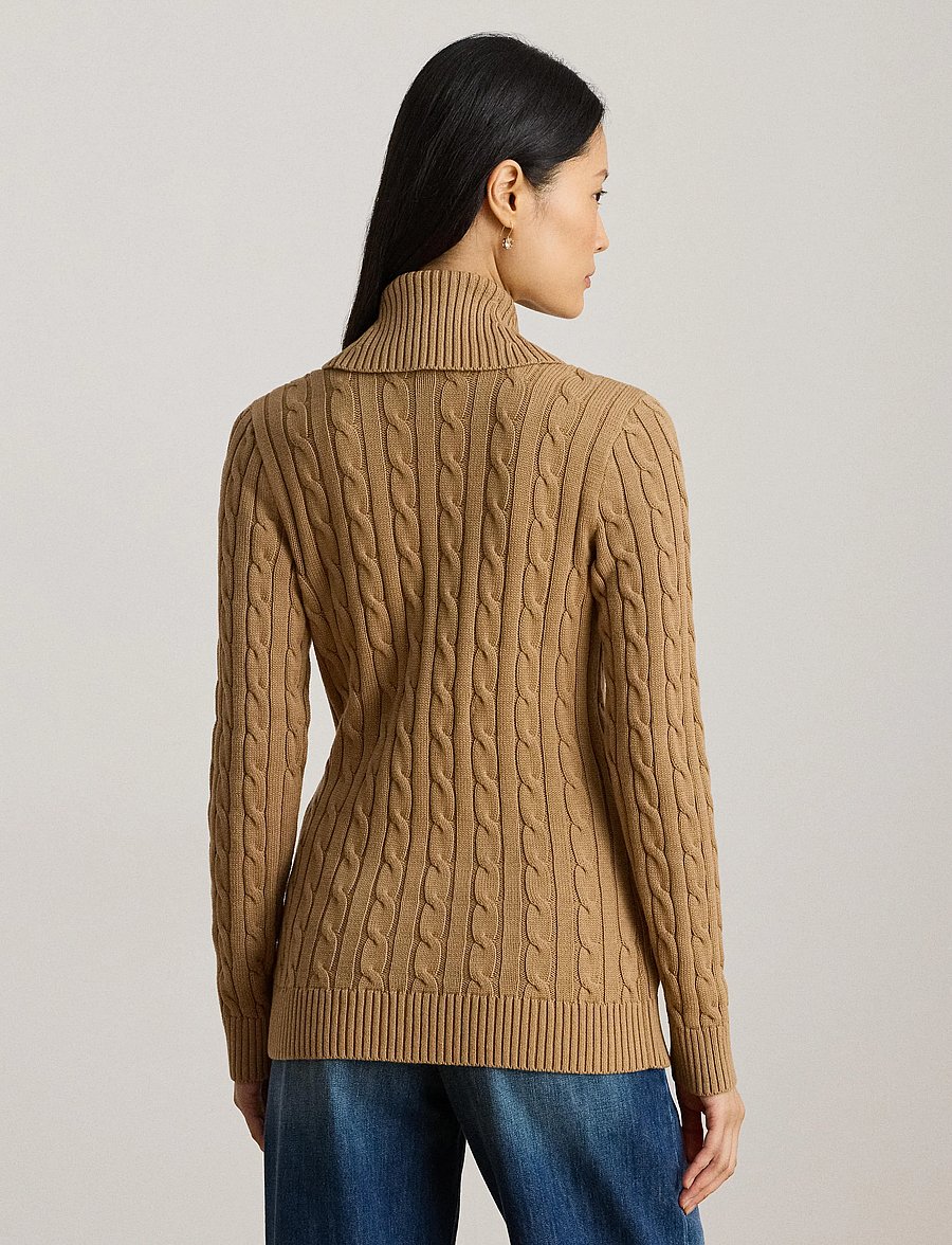 Lauren Ralph Lauren - GASSED COTTON-LS SHAWL COLLAR P/O - cardigans - classic camel - 2