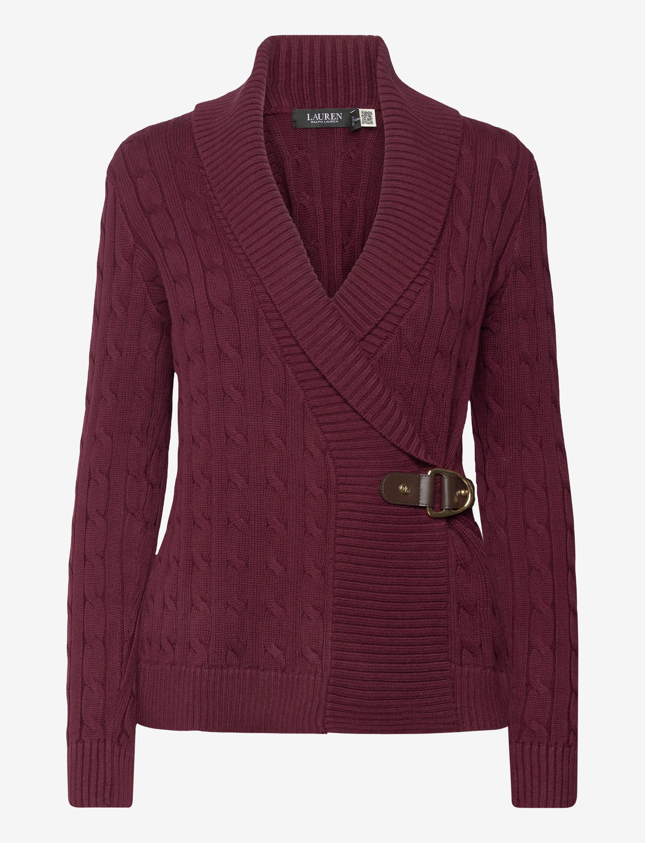Lauren Ralph Lauren - Buckle-Trim Cotton Sweater - cardigans - dark garnet - 0
