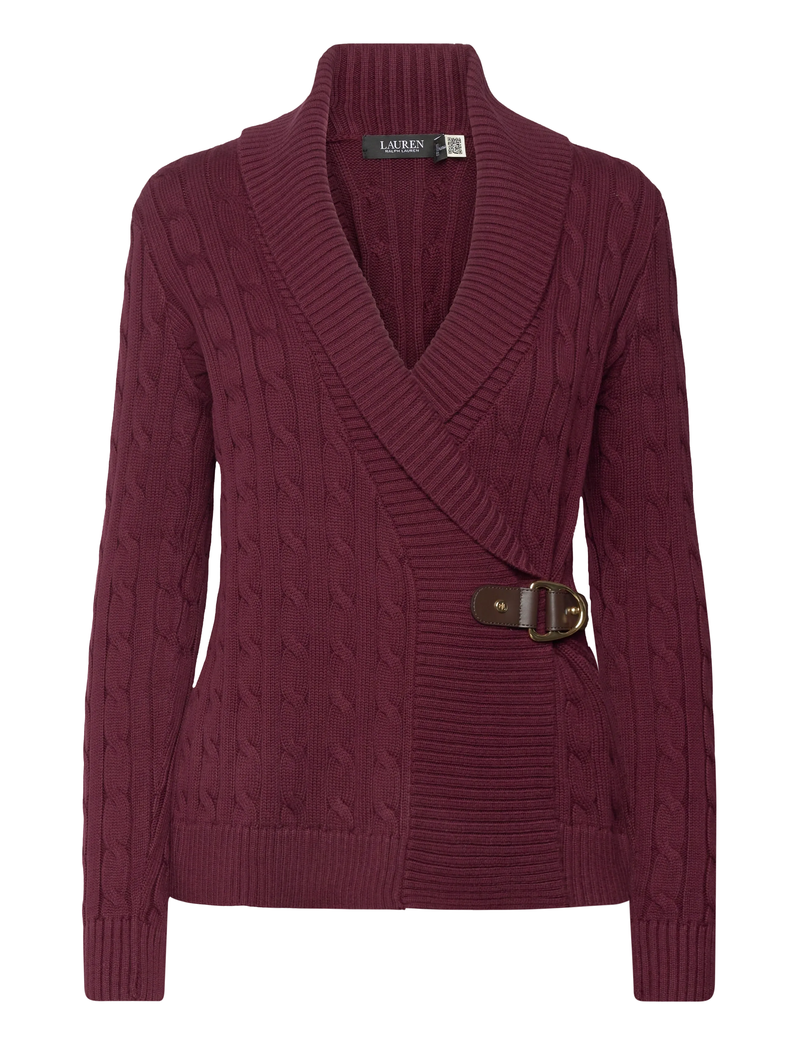 Lauren Ralph Lauren GASSED COTTON-LS SHAWL COLLAR P/O - Cardigans - DARK GARNET / burgundy