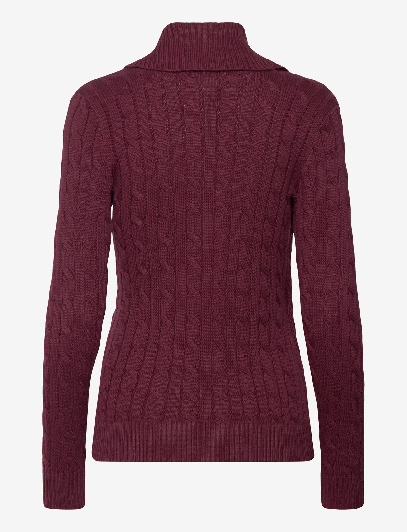 Lauren Ralph Lauren - Buckle-Trim Cotton Sweater - cardigans - dark garnet - 1