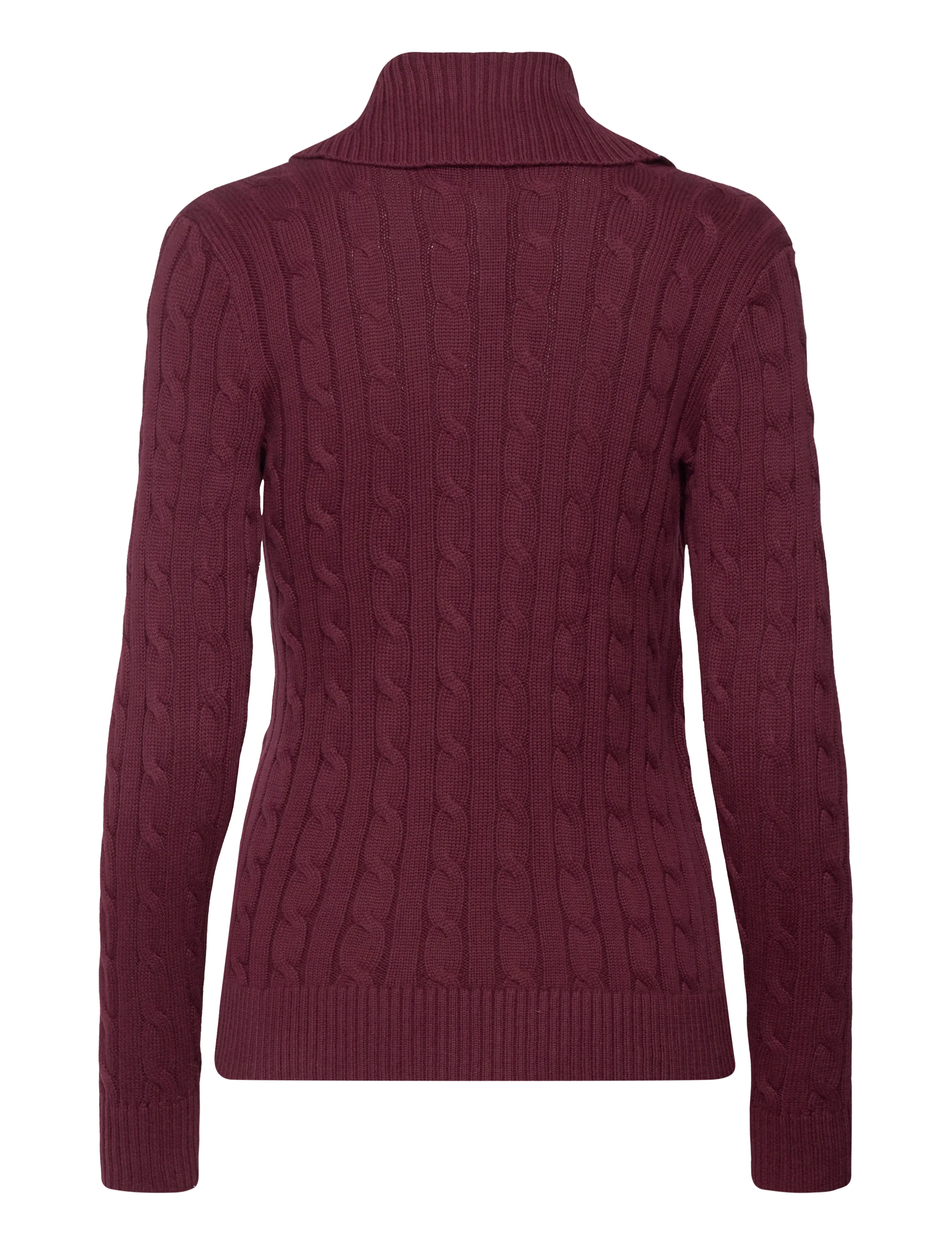 Lauren Ralph Lauren - GASSED COTTON-LS SHAWL COLLAR P/O - strickjacken - dark garnet - 2