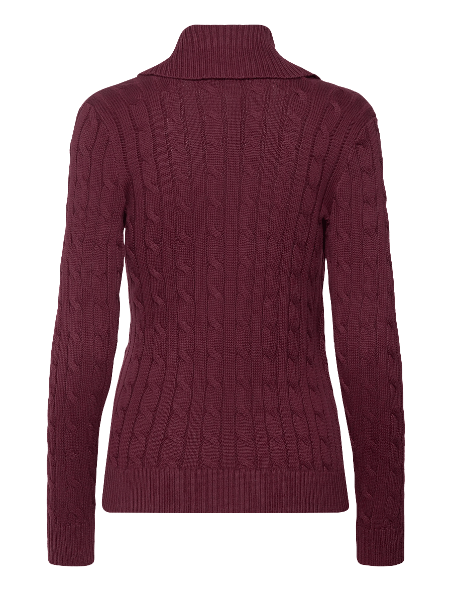 Lauren Ralph Lauren - GASSED COTTON-LS SHAWL COLLAR P/O - strickjacken - dark garnet - 2