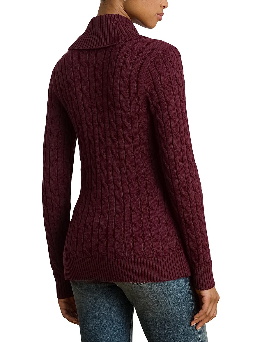 Lauren Ralph Lauren - GASSED COTTON-LS SHAWL COLLAR P/O - strickjacken - dark garnet - 5