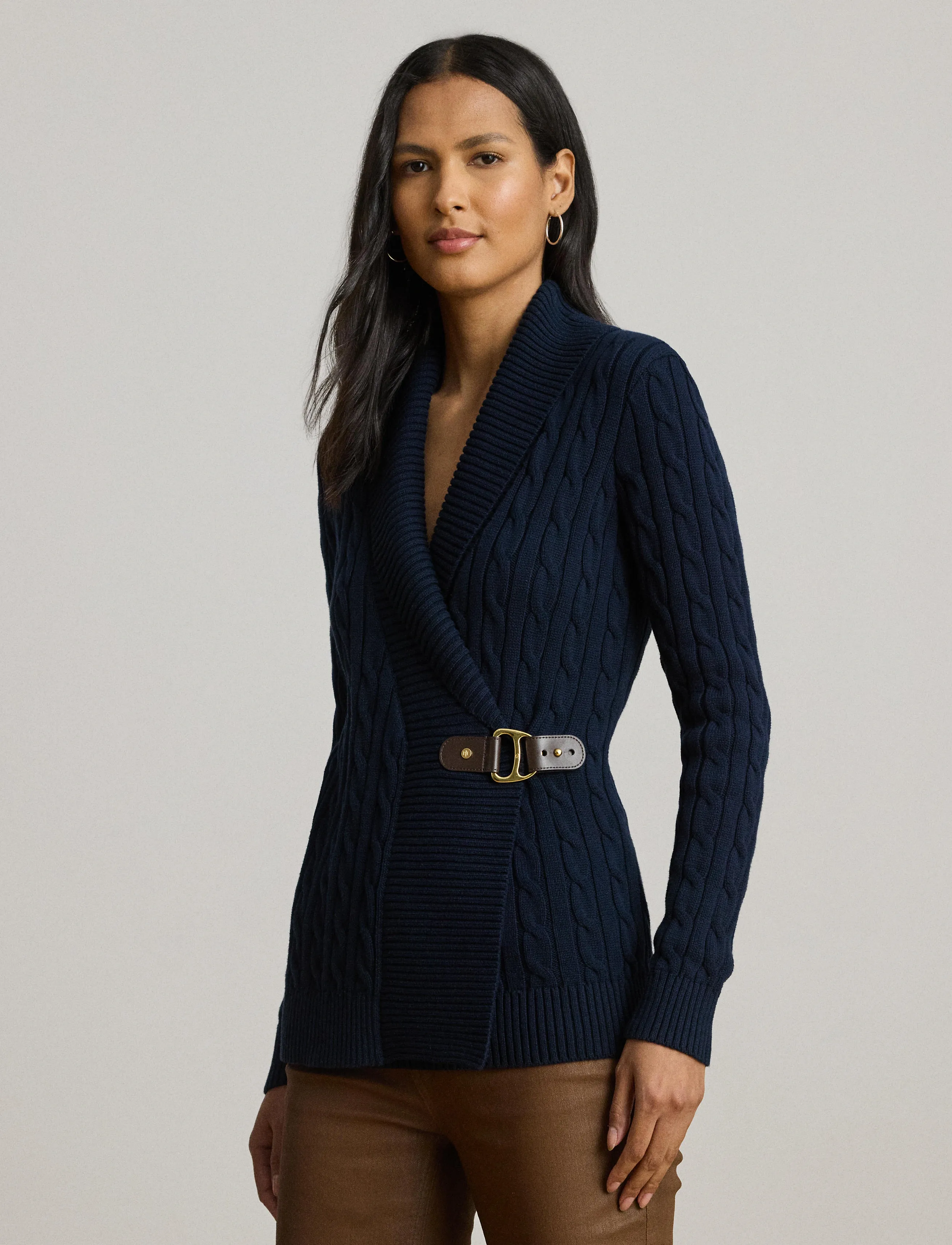Lauren Ralph Lauren - GASSED COTTON-LS SHAWL COLLAR P/O - cardigans - lauren navy - 3