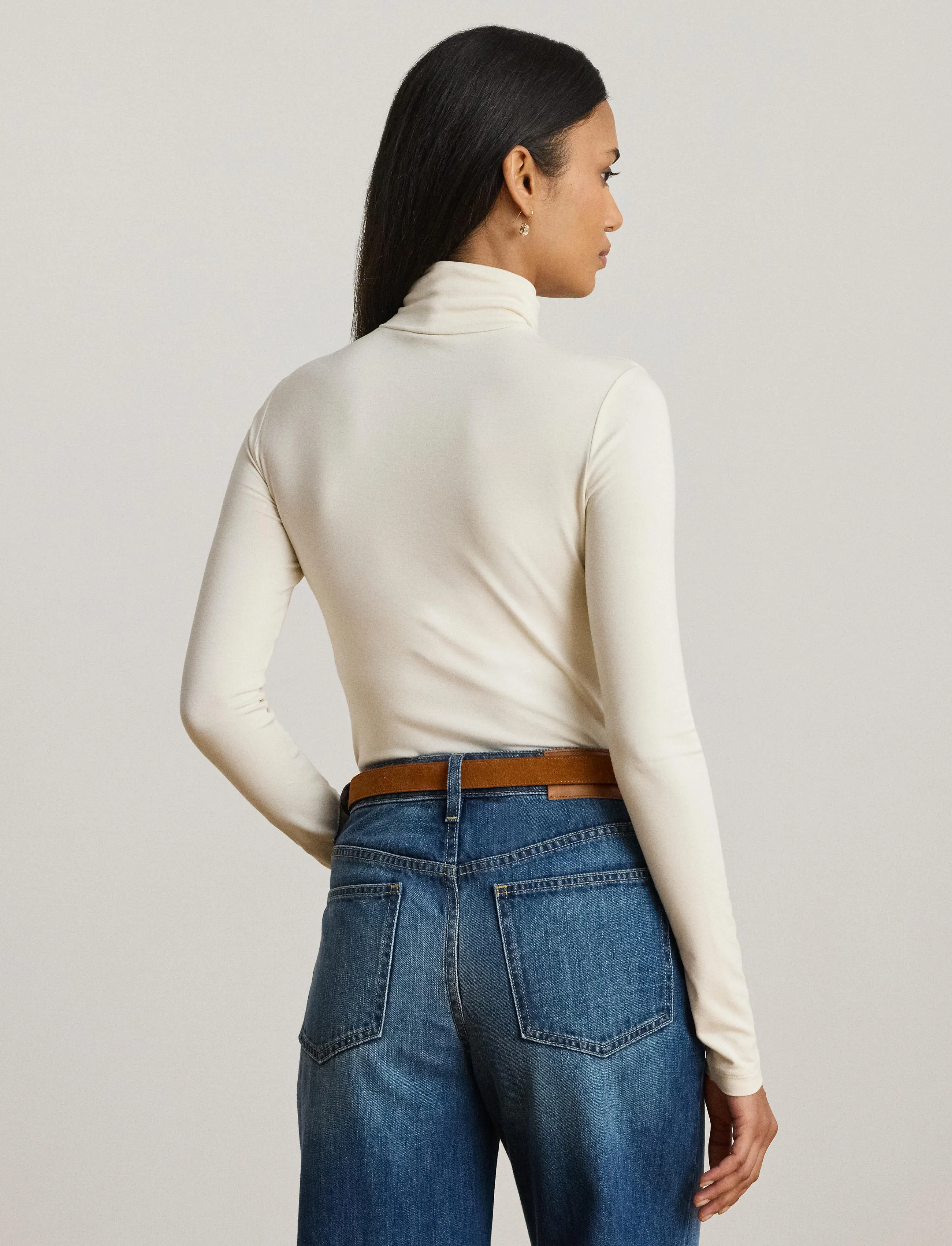 Lauren Ralph Lauren - Stretch Jersey Turtleneck - rúllukragar - mascarpone cream - 2