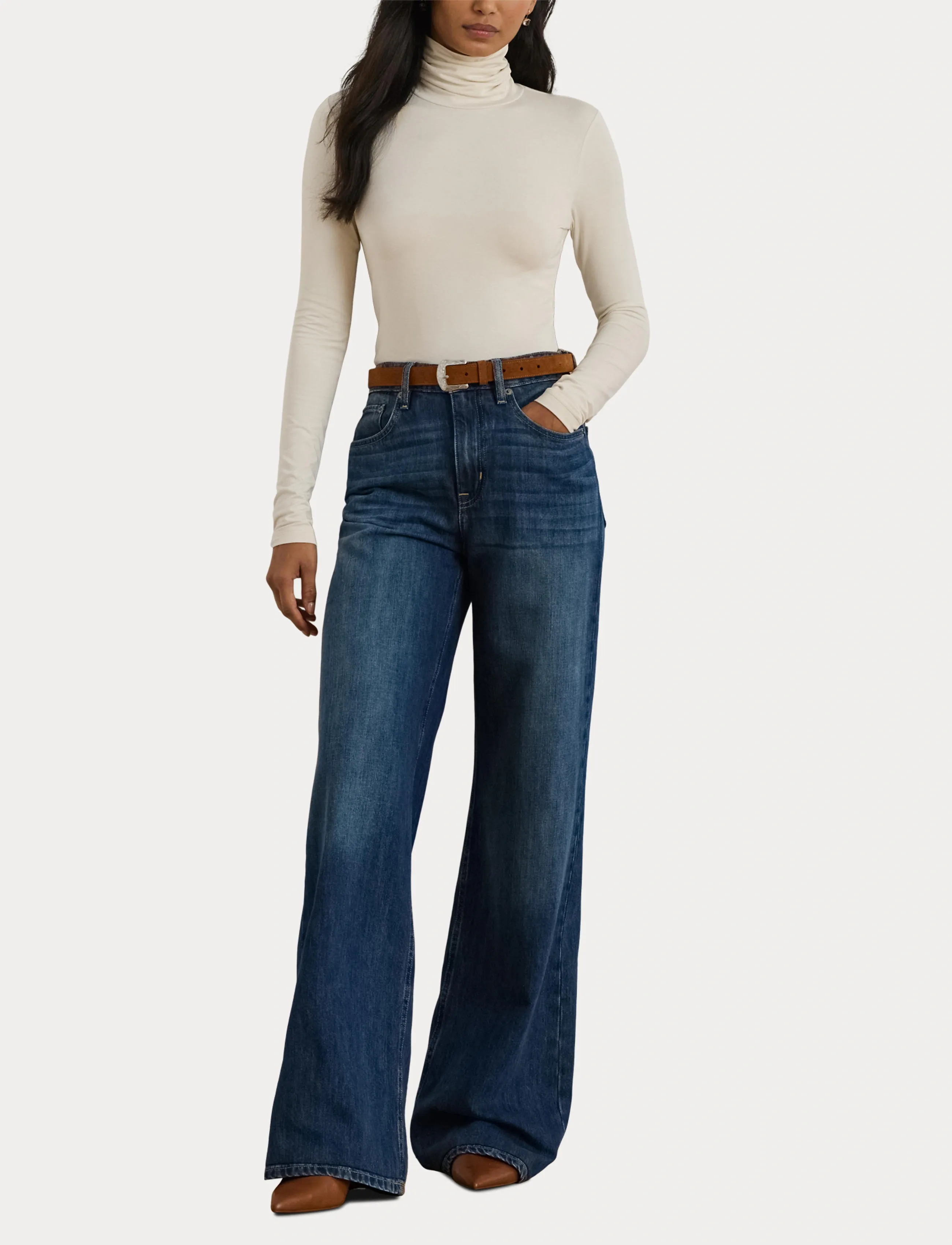 Lauren Ralph Lauren - Stretch Jersey Turtleneck - rúllukragar - mascarpone cream - 4