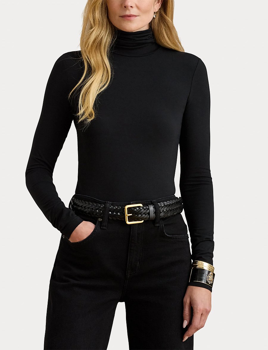 Lauren Ralph Lauren - Stretch Jersey Turtleneck - polotröjor - polo black - 5