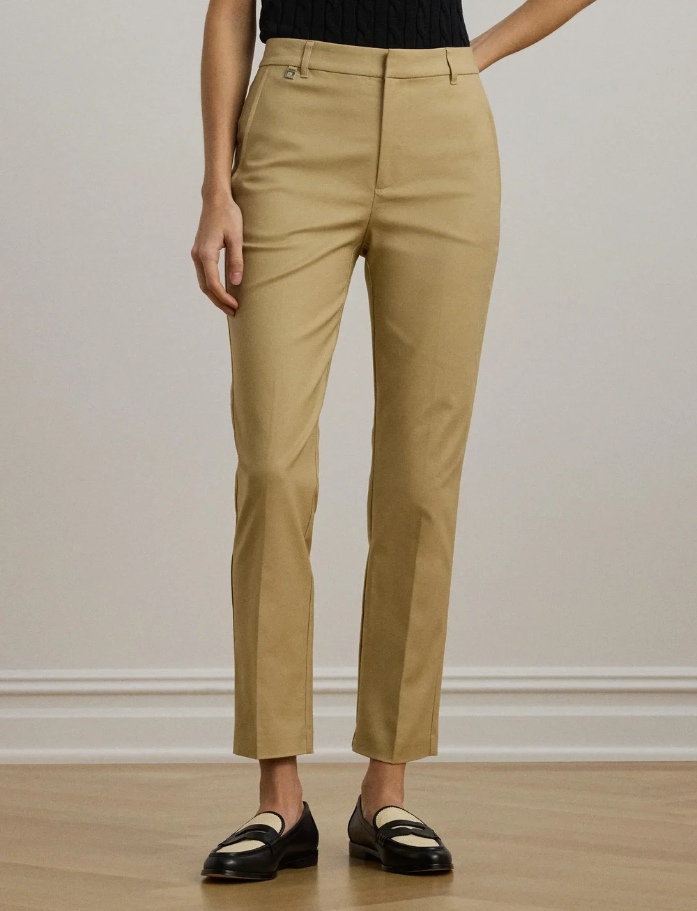 Lauren Ralph Lauren - Double-Faced Stretch Cotton Pant - slim fit bukser - birch tan - 0