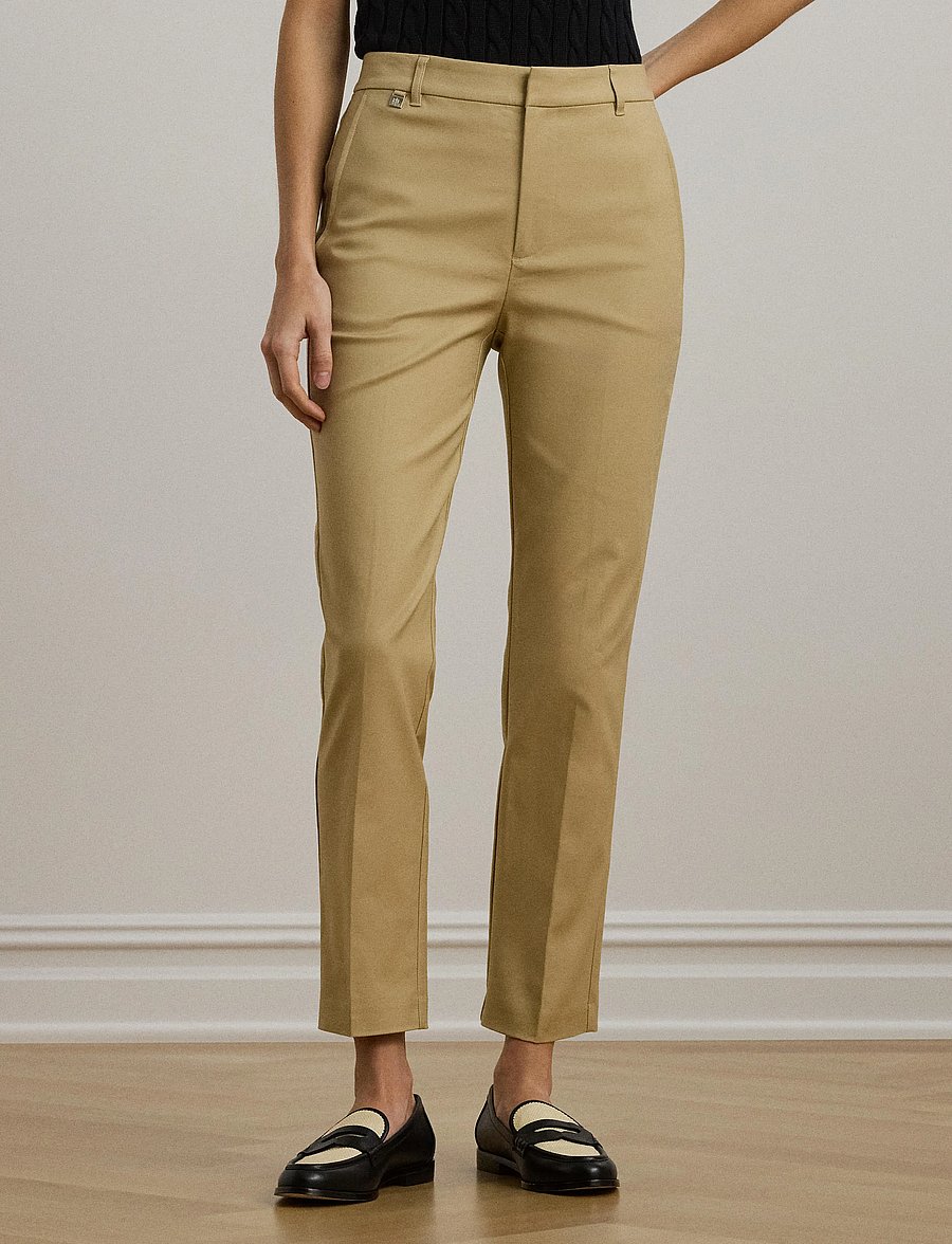 Lauren Ralph Lauren - Double-Faced Stretch Cotton Pant - pantalons slim fit - birch tan - 0