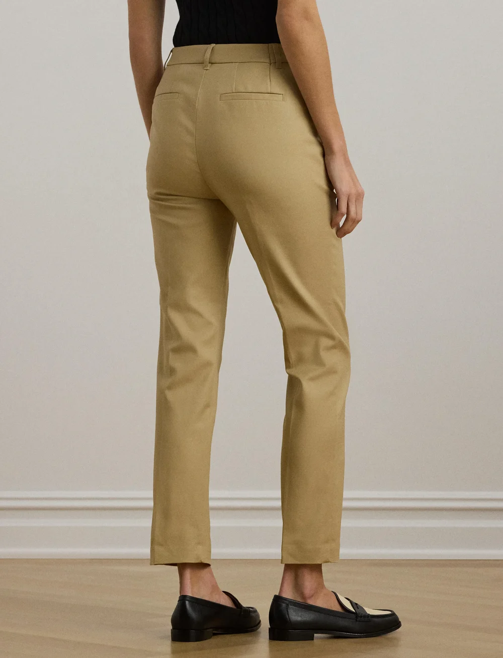 Lauren Ralph Lauren - Double-Faced Stretch Cotton Pant - slim fit bukser - birch tan - 2