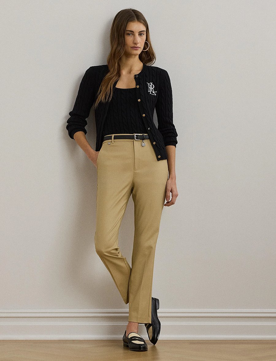 Lauren Ralph Lauren - Double-Faced Stretch Cotton Pant - pantalons slim fit - birch tan - 3