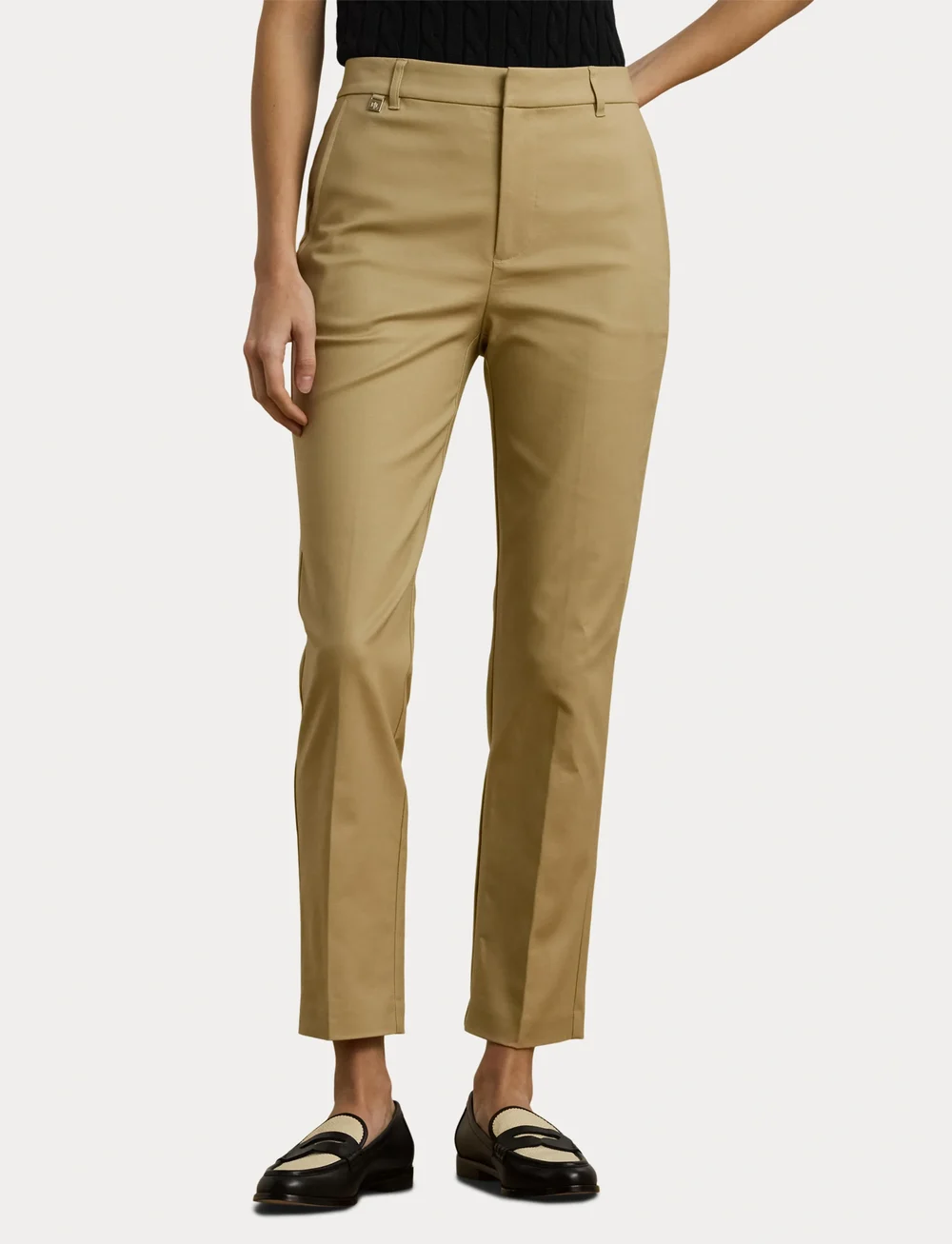 Lauren Ralph Lauren - Double-Faced Stretch Cotton Pant - slim fit bukser - birch tan - 5