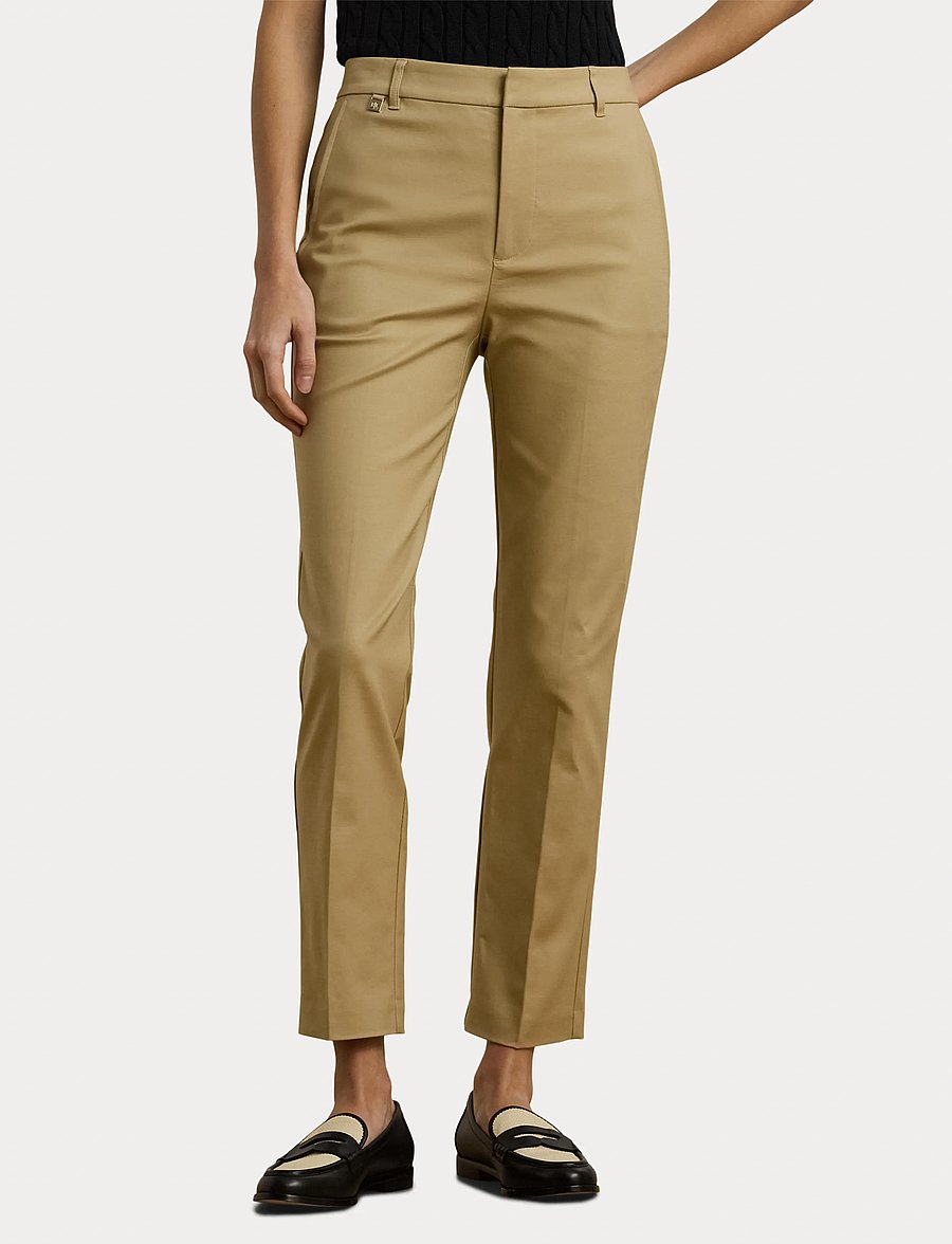 Lauren Ralph Lauren - Double-Faced Stretch Cotton Pant - pantalons slim fit - birch tan - 5