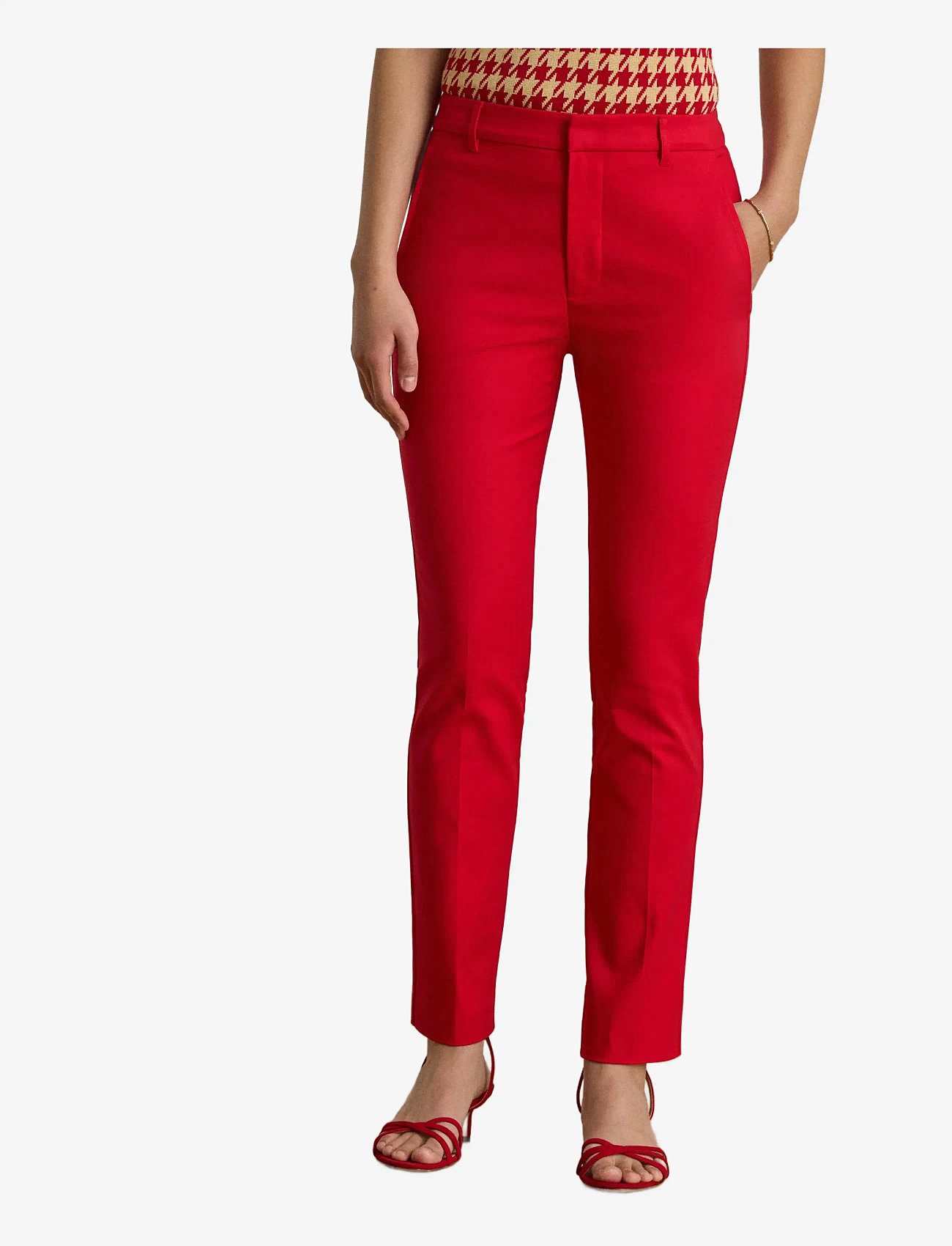 Lauren Ralph Lauren - Double-Faced Stretch Cotton Pant - slim fit bukser - cruise red - 1