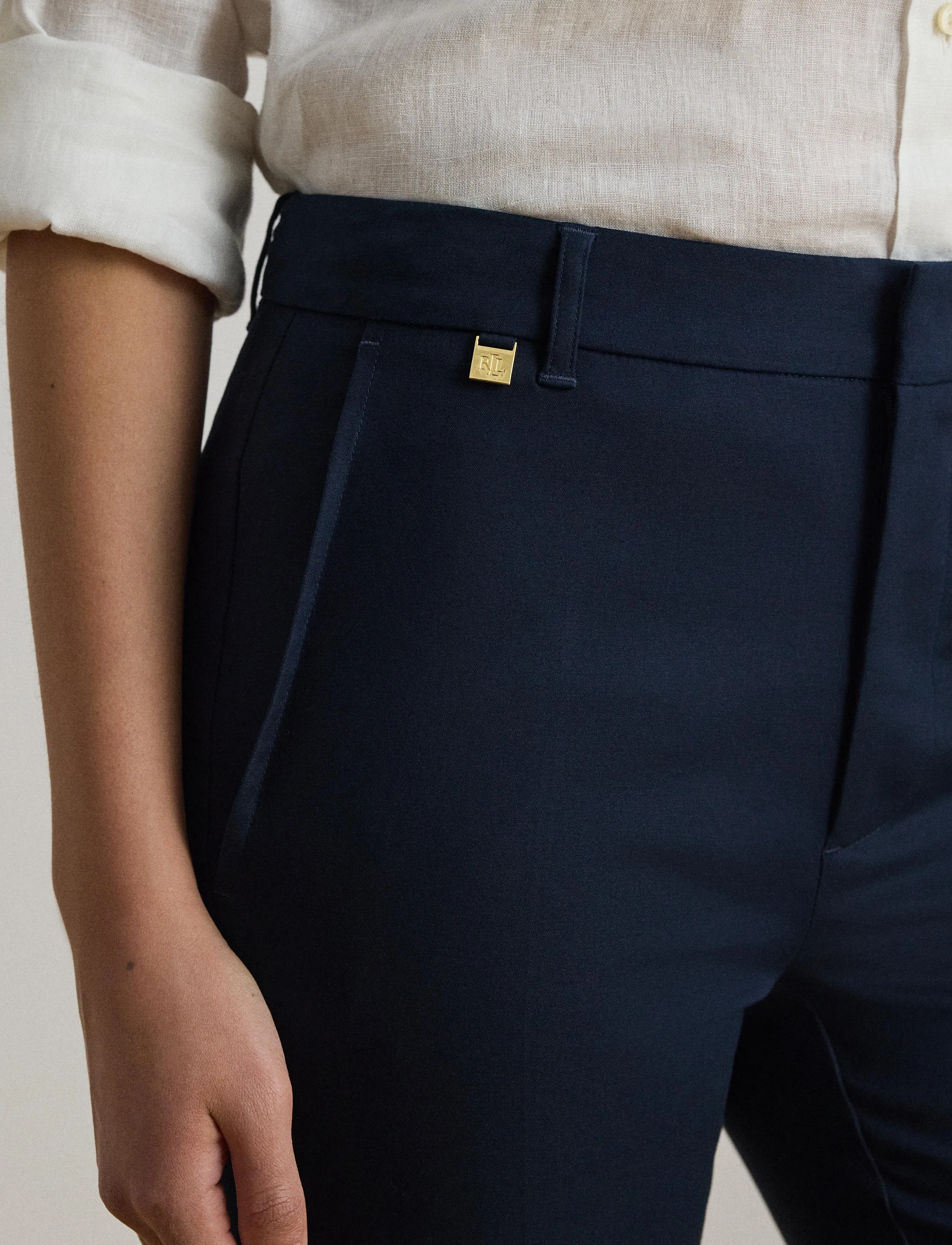 Lauren Ralph Lauren - Double-Faced Stretch Cotton Pant - aptemptos kelnės - lauren navy - 5