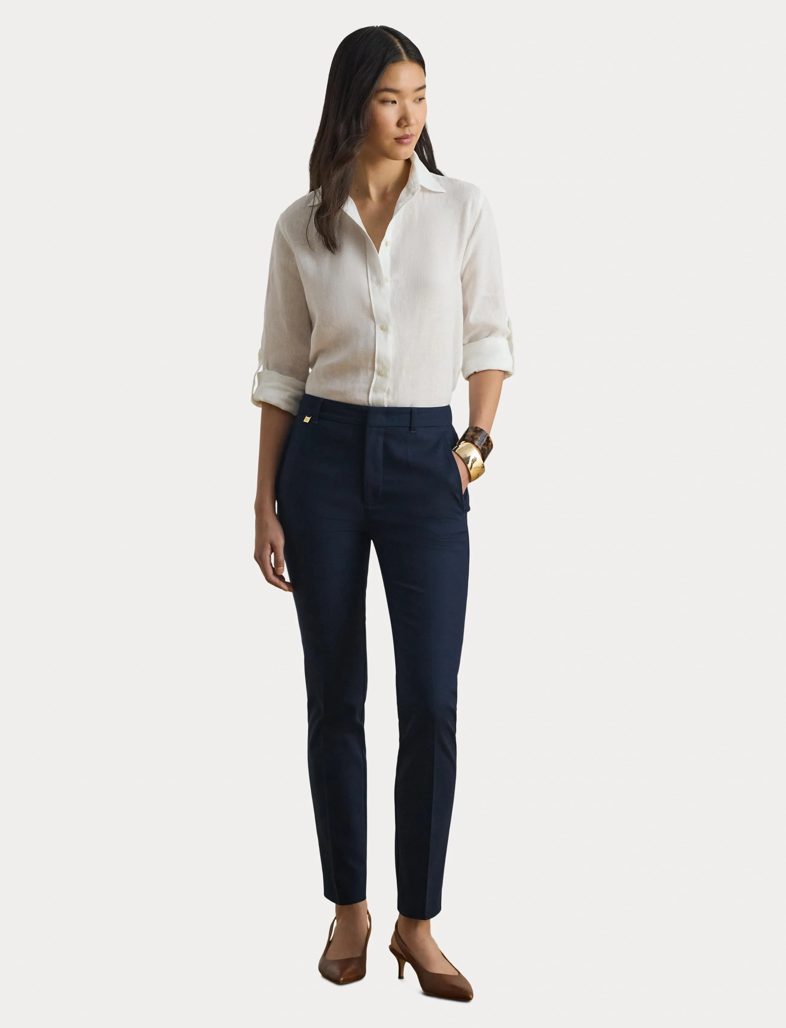 Lauren Ralph Lauren Double-Faced Stretch Cotton Pant kostymbyxor dam – bild 5