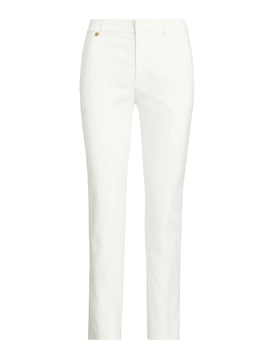 Lauren Ralph Lauren - Double-Faced Stretch Cotton Pant - slim-fit broeken - white - 1