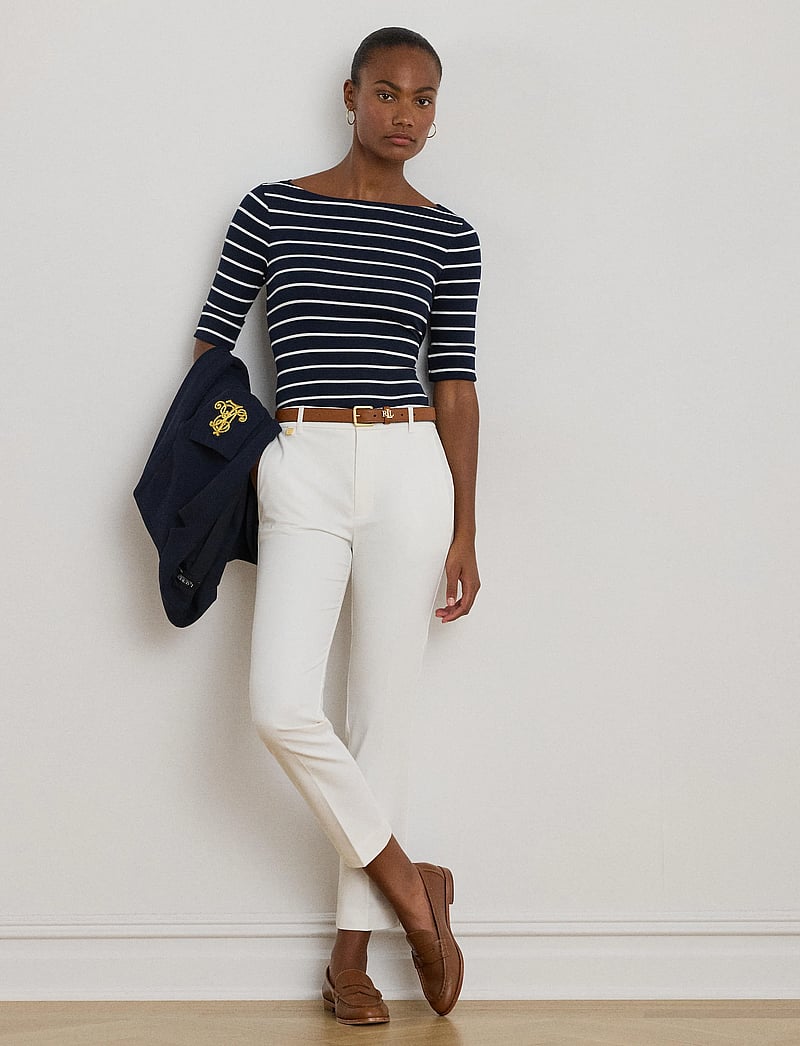 Lauren Ralph Lauren - Double-Faced Stretch Cotton Pant - Þröngt sniðnar buxur - white - 4