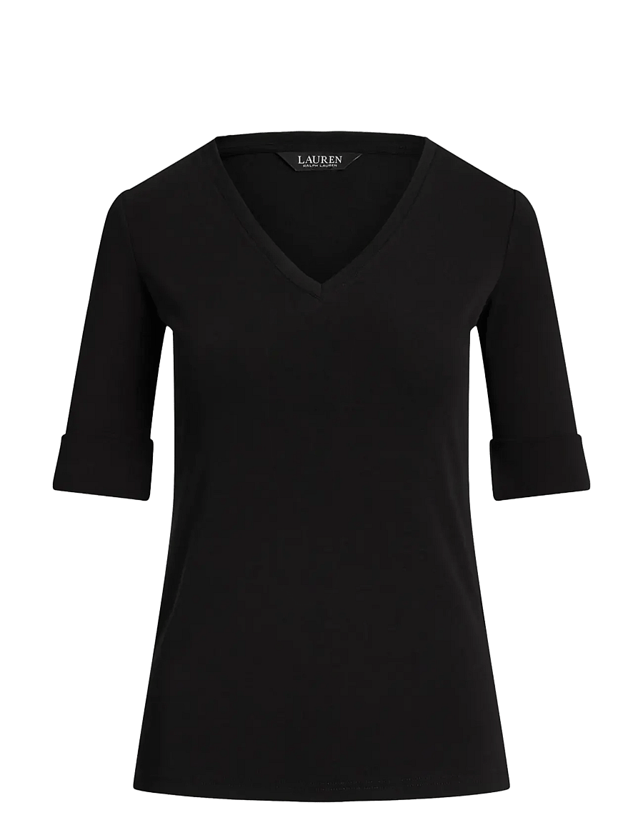 Lauren Ralph Lauren - RFND STRTCH 1X1 RIB-ELB-KNT - pullover - black - 1