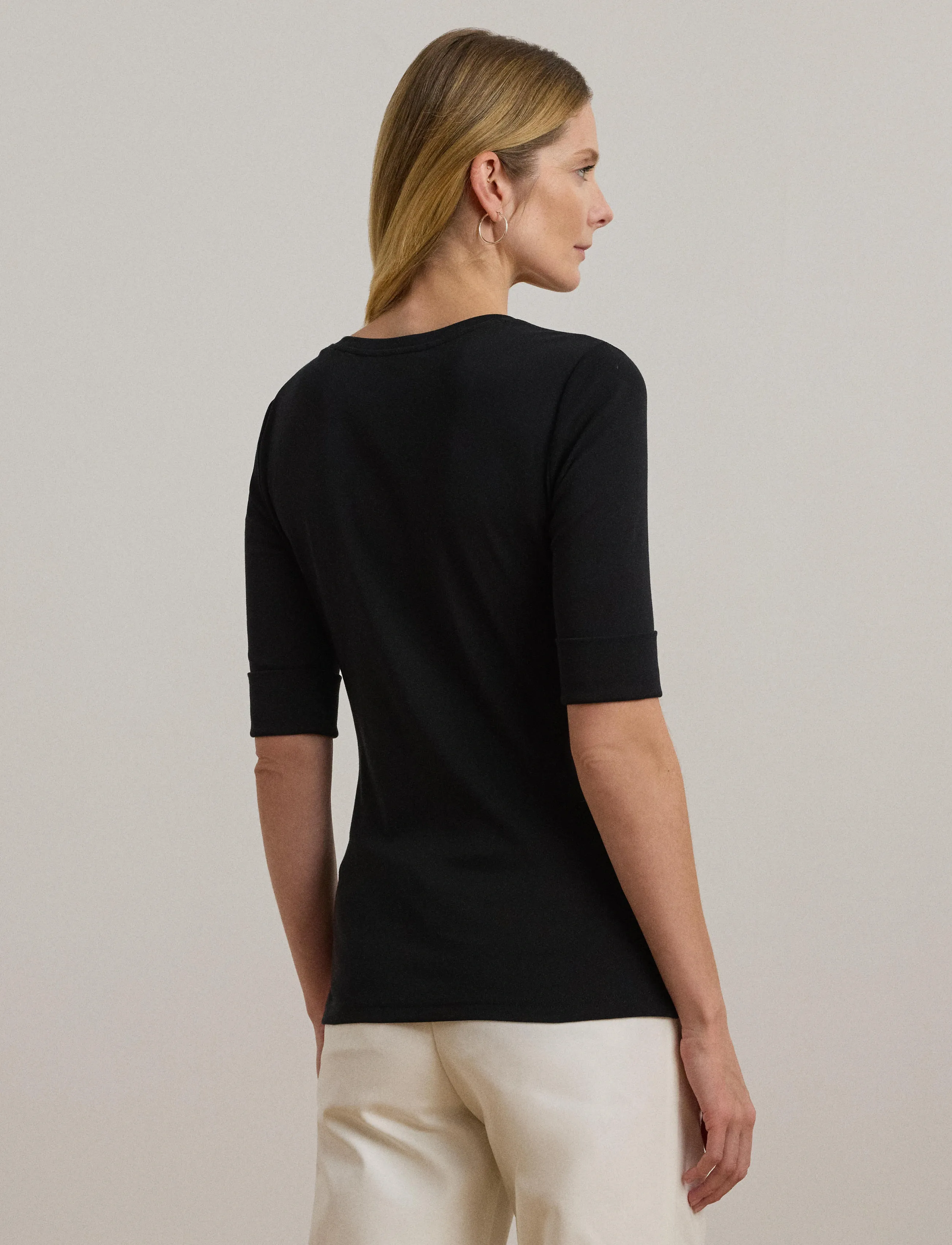 Lauren Ralph Lauren - RFND STRTCH 1X1 RIB-ELB-KNT - pullover - black - 2