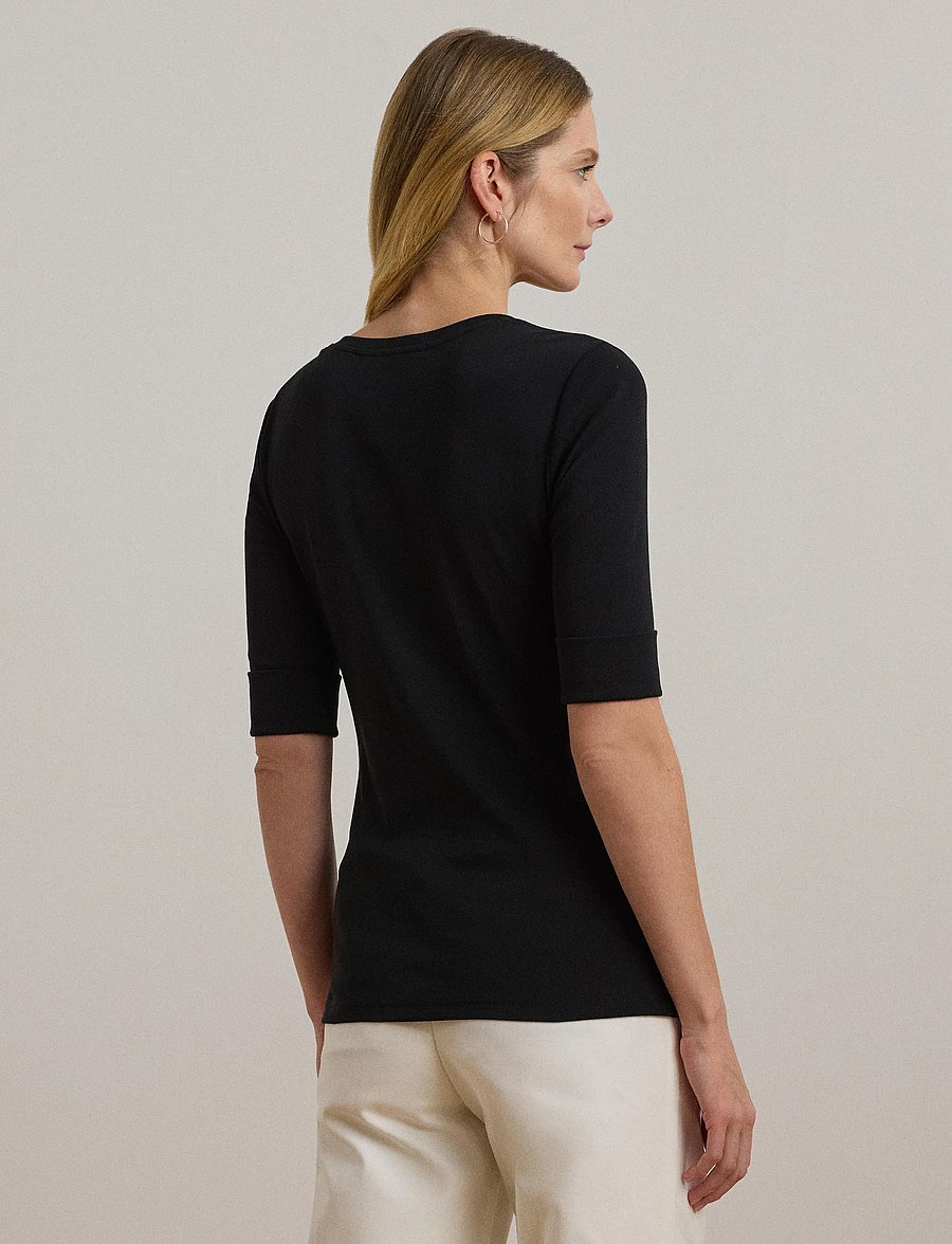 Lauren Ralph Lauren - RFND STRTCH 1X1 RIB-ELB-KNT - pullover - black - 2