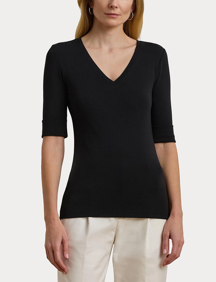 Lauren Ralph Lauren - RFND STRTCH 1X1 RIB-ELB-KNT - pullover - black - 5
