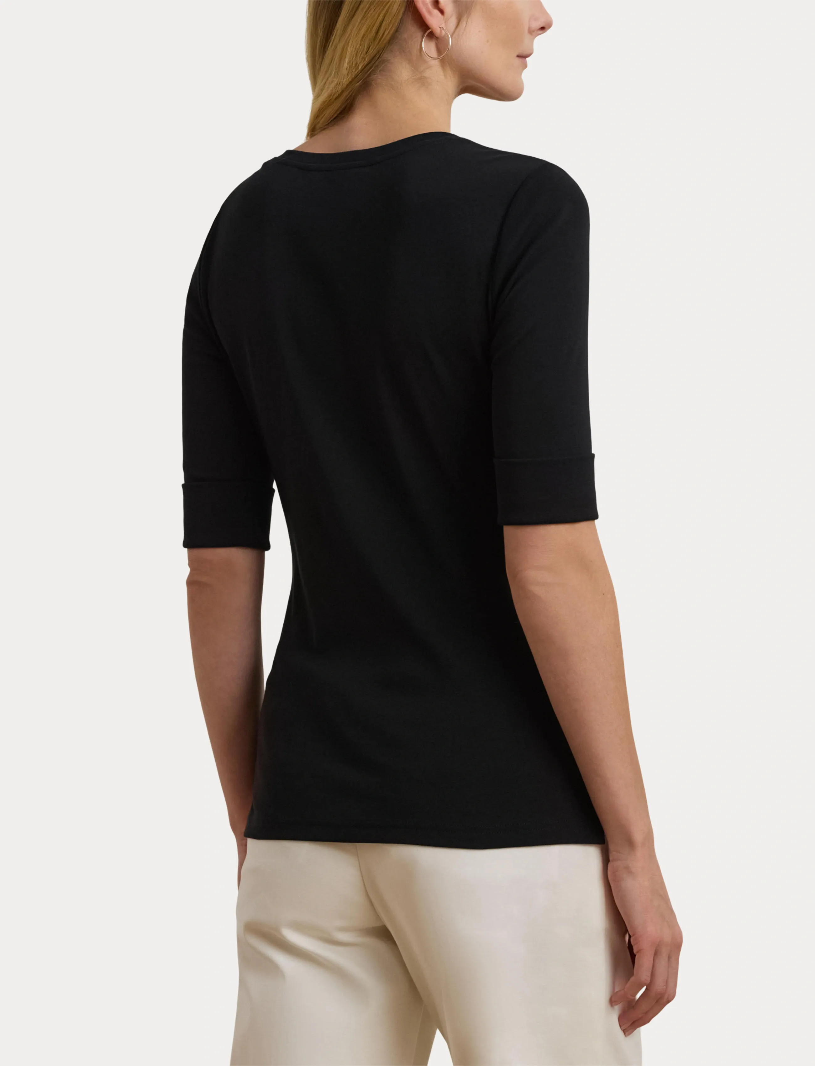 Lauren Ralph Lauren RFND STRTCH 1X1 RIB-ELB-KNT - Geburtstag - BLACK / black