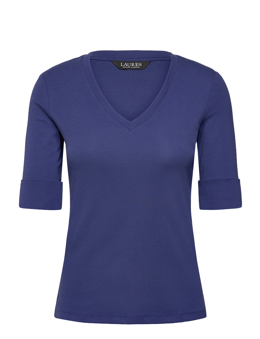 Lauren Ralph Lauren - RFND STRTCH 1X1 RIB-ELB-KNT - pullover - charter blue - 1
