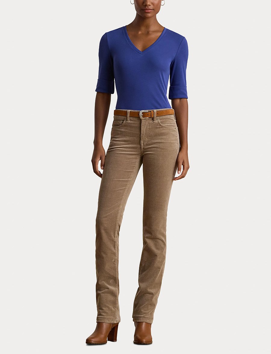 Lauren Ralph Lauren - RFND STRTCH 1X1 RIB-ELB-KNT - pullover - charter blue - 5