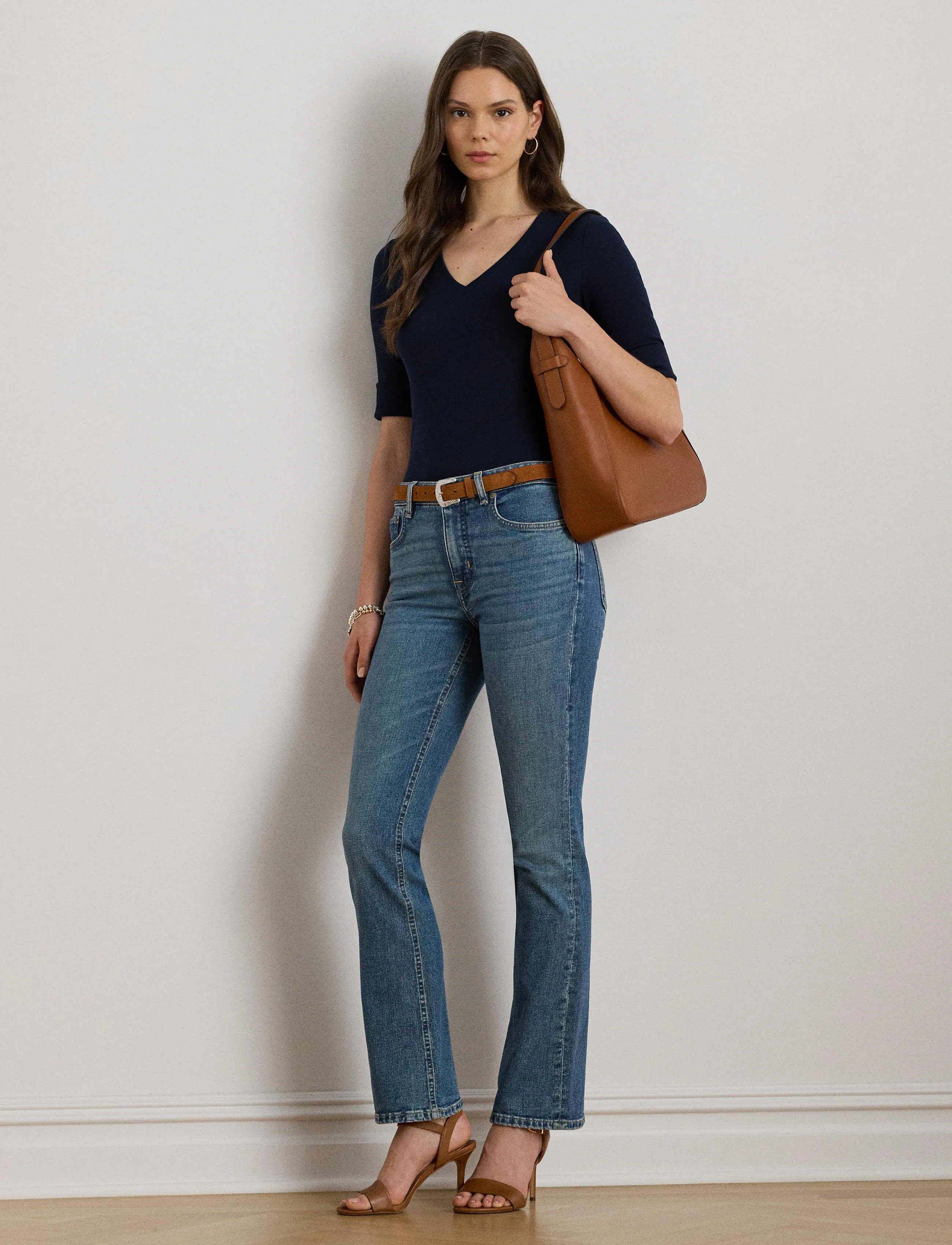 Lauren Ralph Lauren - RFND STRTCH 1X1 RIB-ELB-KNT - pullover - lauren navy - 0