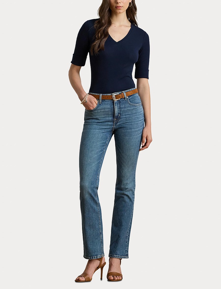 Lauren Ralph Lauren - RFND STRTCH 1X1 RIB-ELB-KNT - pullover - lauren navy - 4