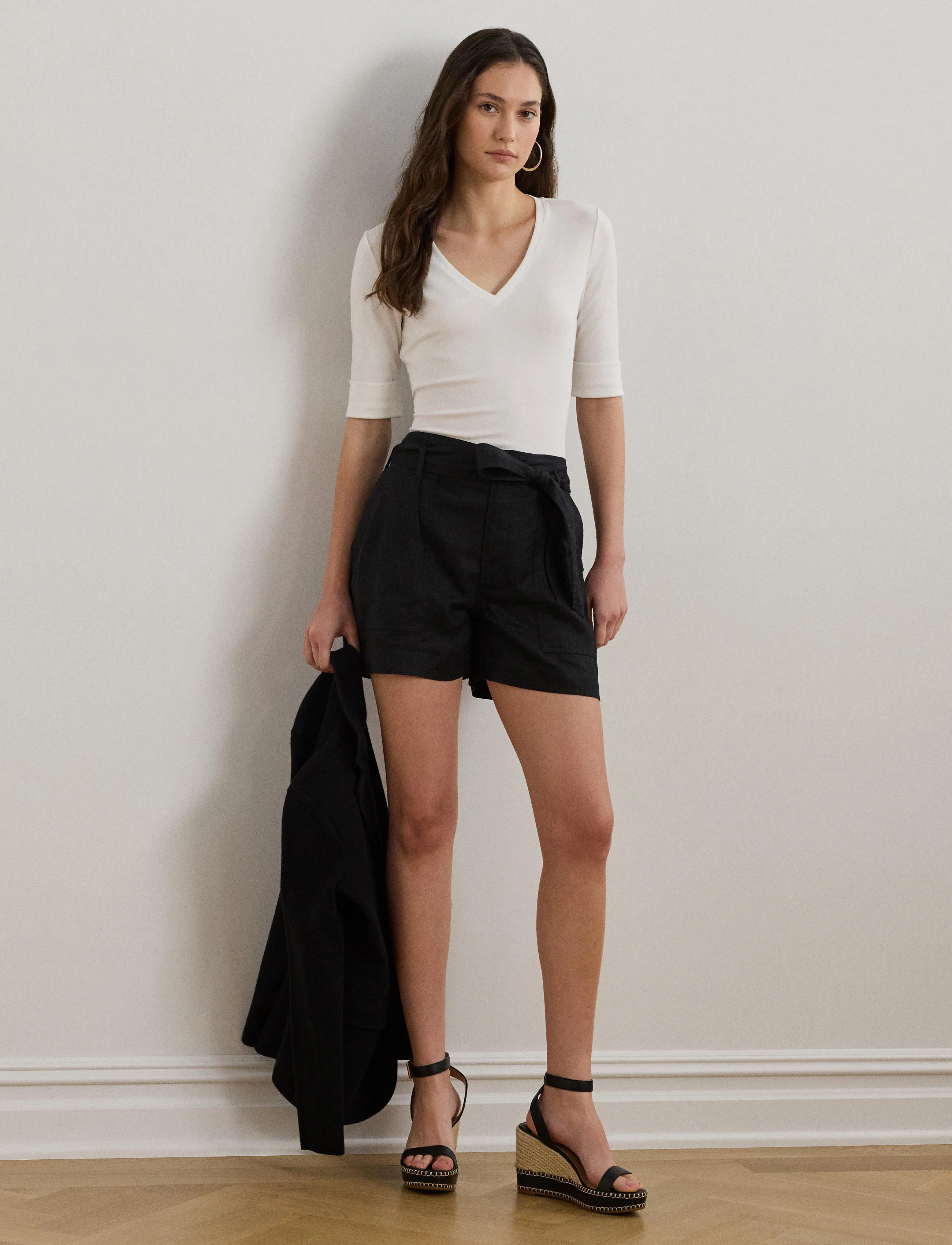 Lauren Ralph Lauren - RFND STRTCH 1X1 RIB-ELB-KNT - striktrøjer - white - 1