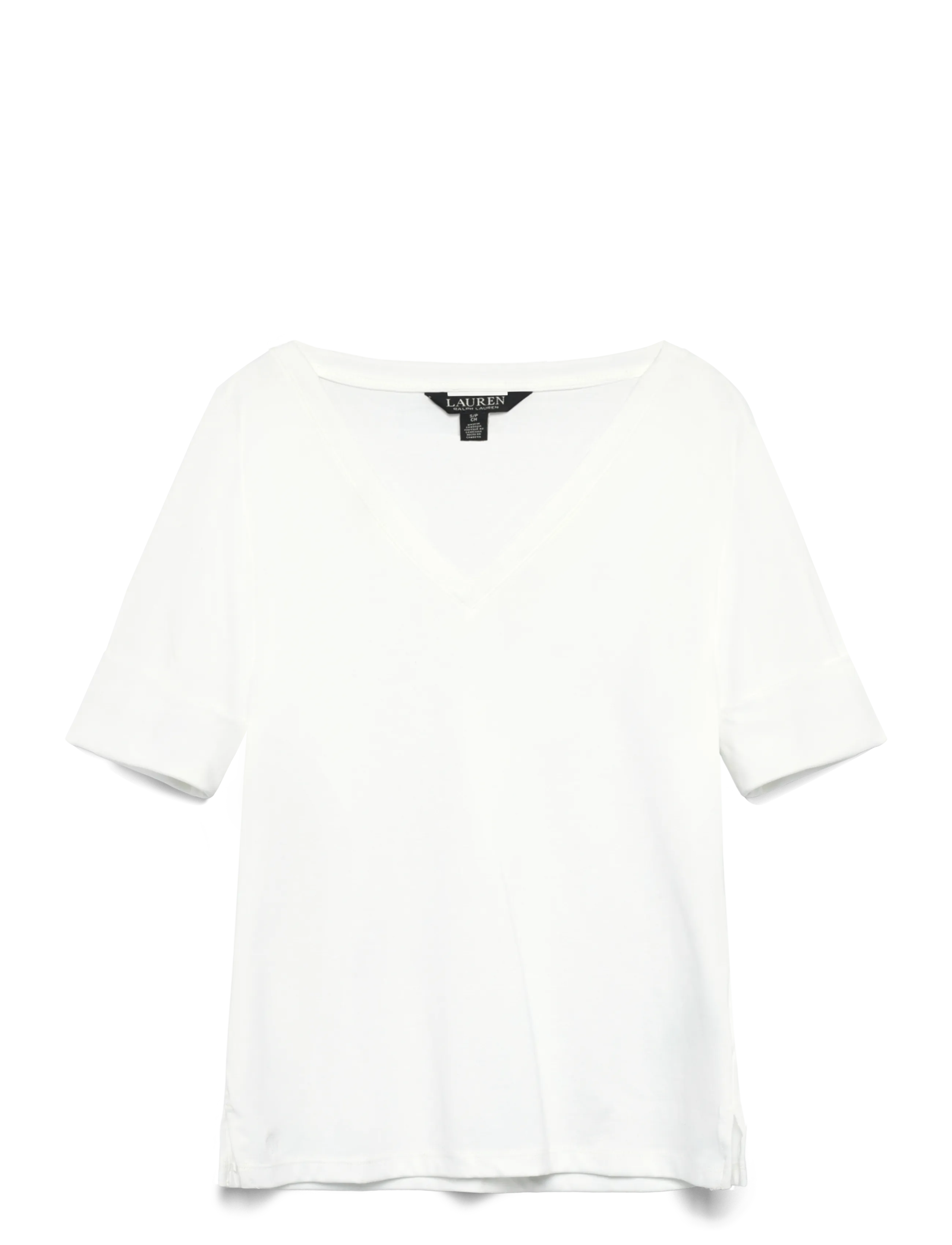 Lauren Ralph Lauren RFND STRTCH 1X1 RIB-ELB-KNT - Pullover - WHITE / white