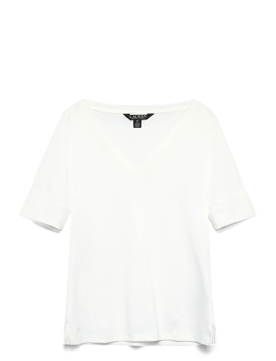 Lauren Ralph Lauren - RFND STRTCH 1X1 RIB-ELB-KNT - pullover - white - 2