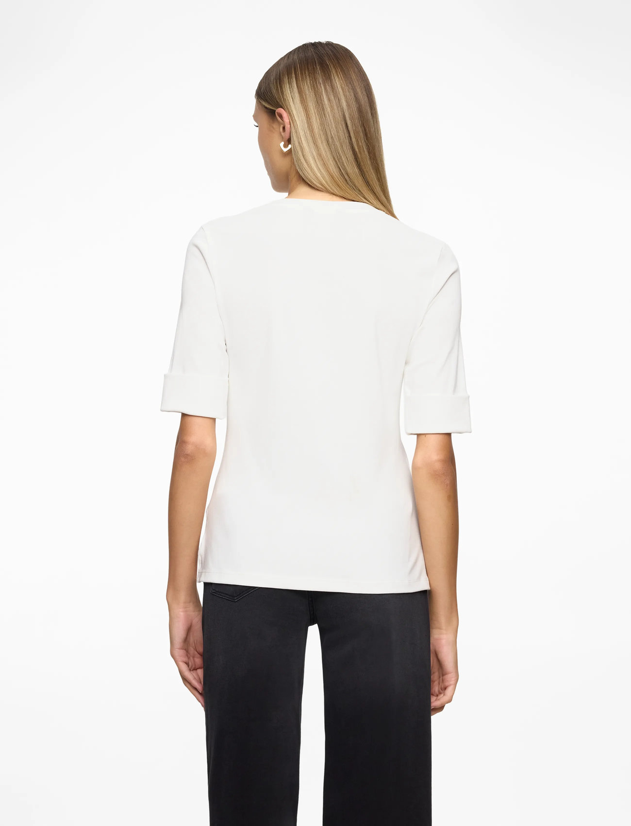 Lauren Ralph Lauren - Stretch Cotton Elbow-Sleeve V-Neck Tee - megztiniai - white - 5