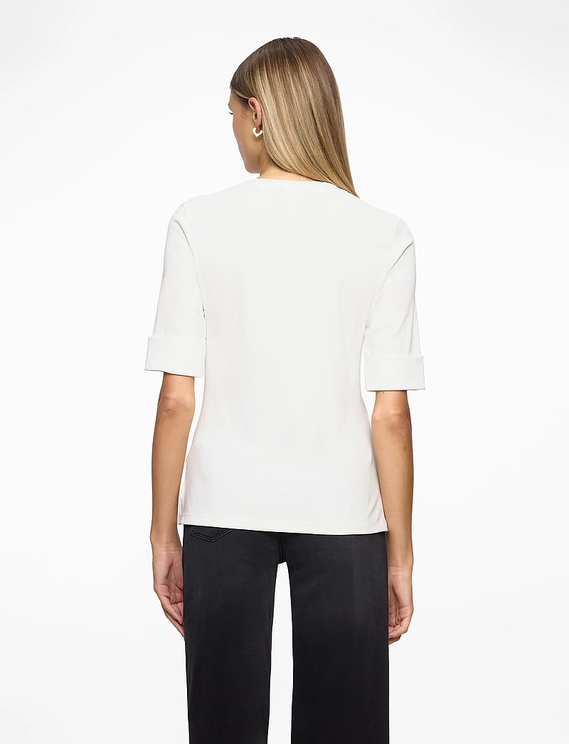 Lauren Ralph Lauren - Stretch Cotton Elbow-Sleeve V-Neck Tee - megztiniai - white - 5