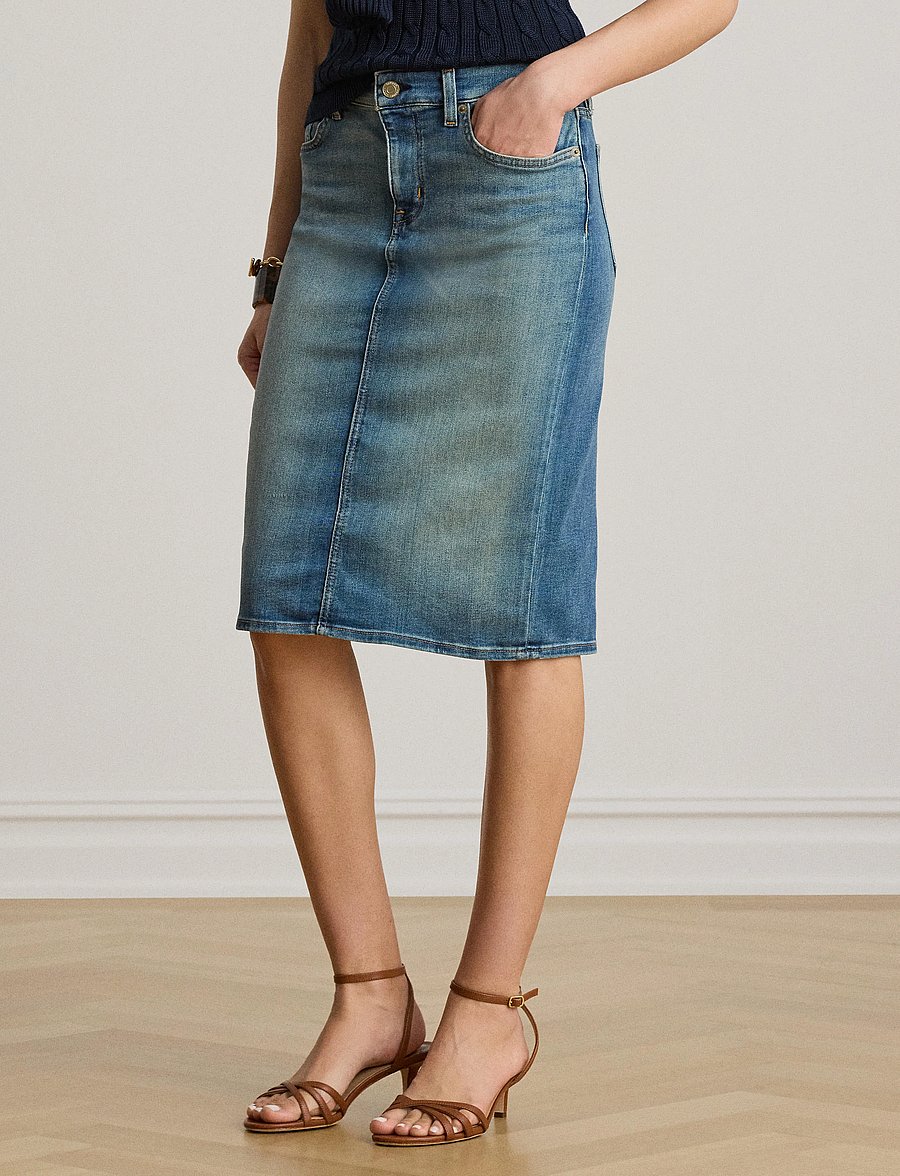 Lauren Ralph Lauren - Denim Skirt - jeanskjolar - sunset indigo was - 0