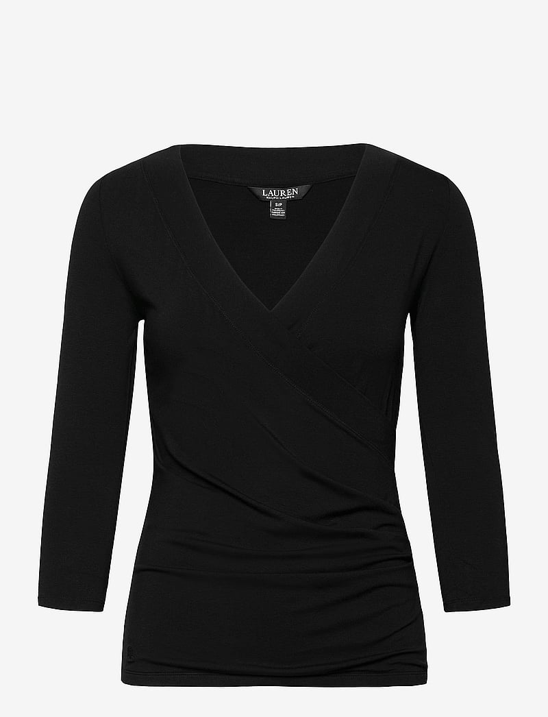 Lauren Ralph Lauren - Surplice Jersey Top - långärmade blusar - polo black - 1