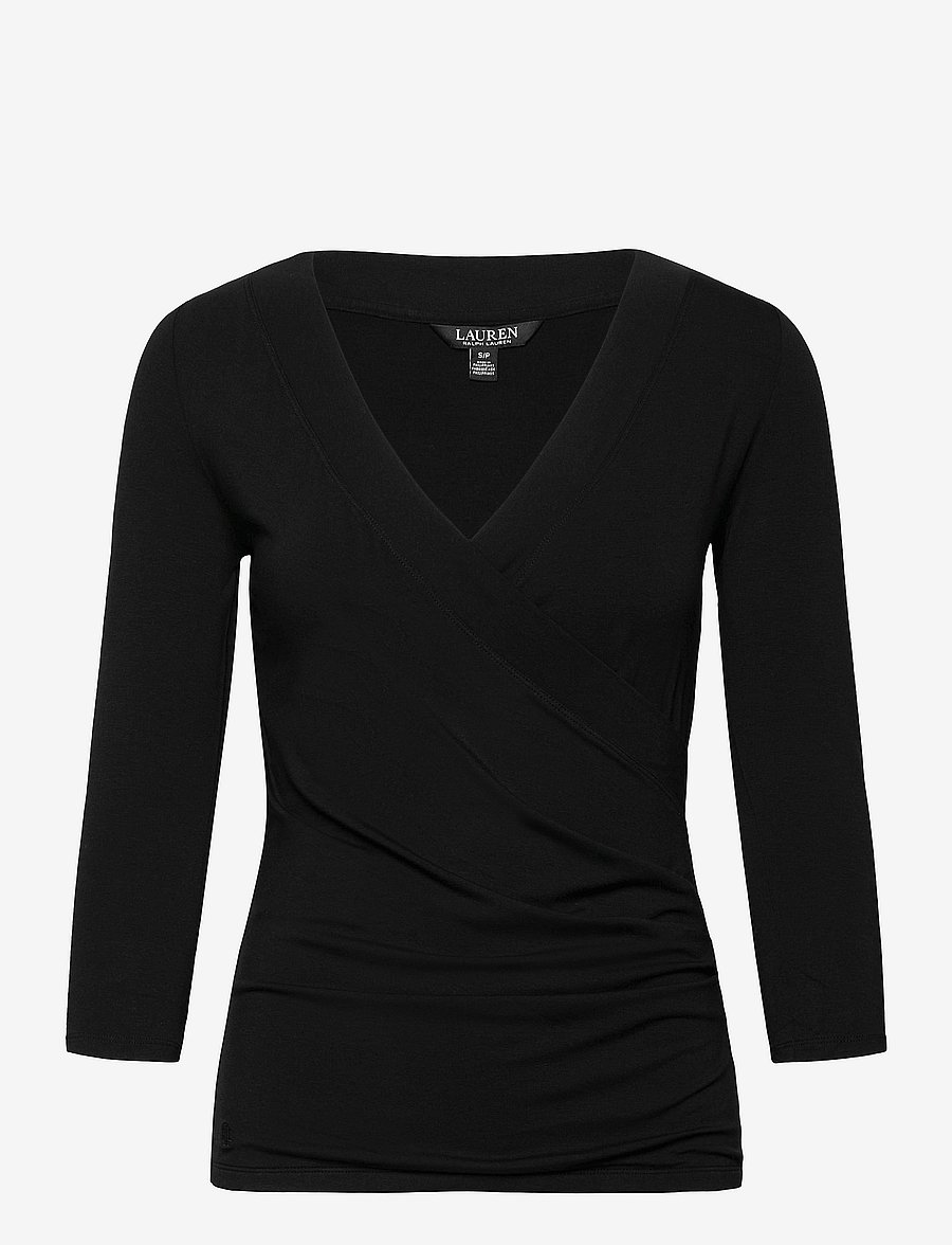 Lauren Ralph Lauren - Surplice Jersey Top - langärmlige blusen - polo black - 1