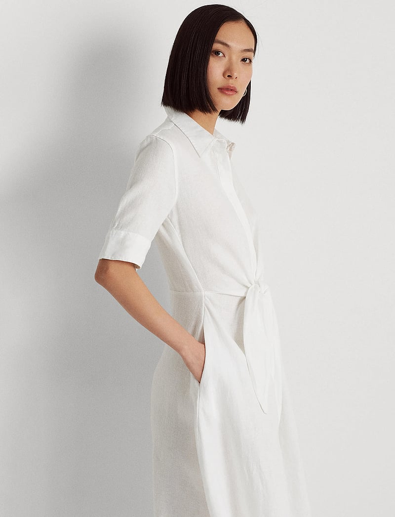 Lauren Ralph Lauren - CLASSIC LINEN-DRESS - marškinių tipo suknelės - white - 0