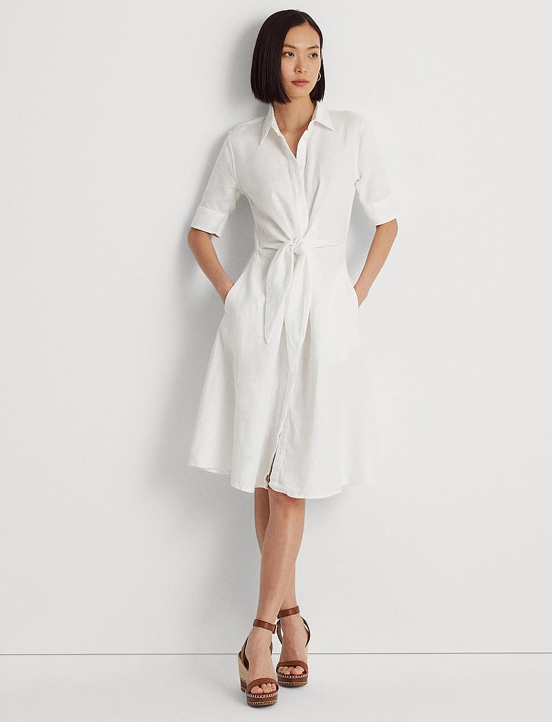 Lauren Ralph Lauren - CLASSIC LINEN-DRESS - marškinių tipo suknelės - white - 2