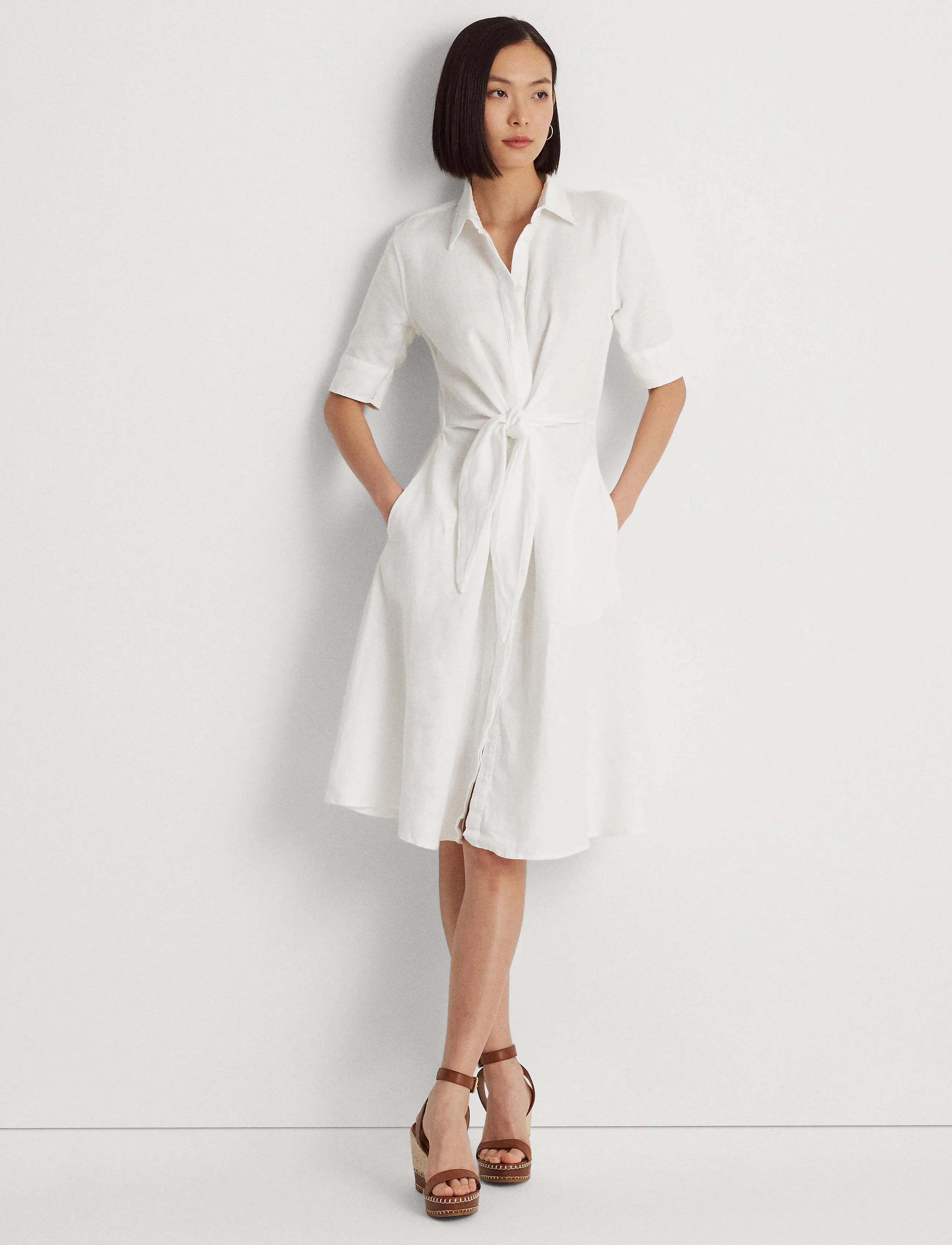 Lauren Ralph Lauren - CLASSIC LINEN-DRESS - marškinių tipo suknelės - white - 2