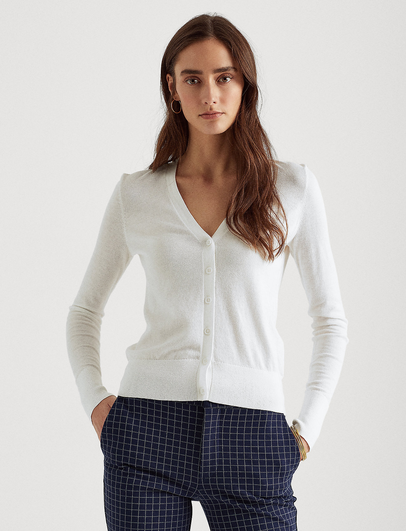 Lauren Ralph Lauren - Cotton-Modal Cardigan Sweater - cardigans - white - 0