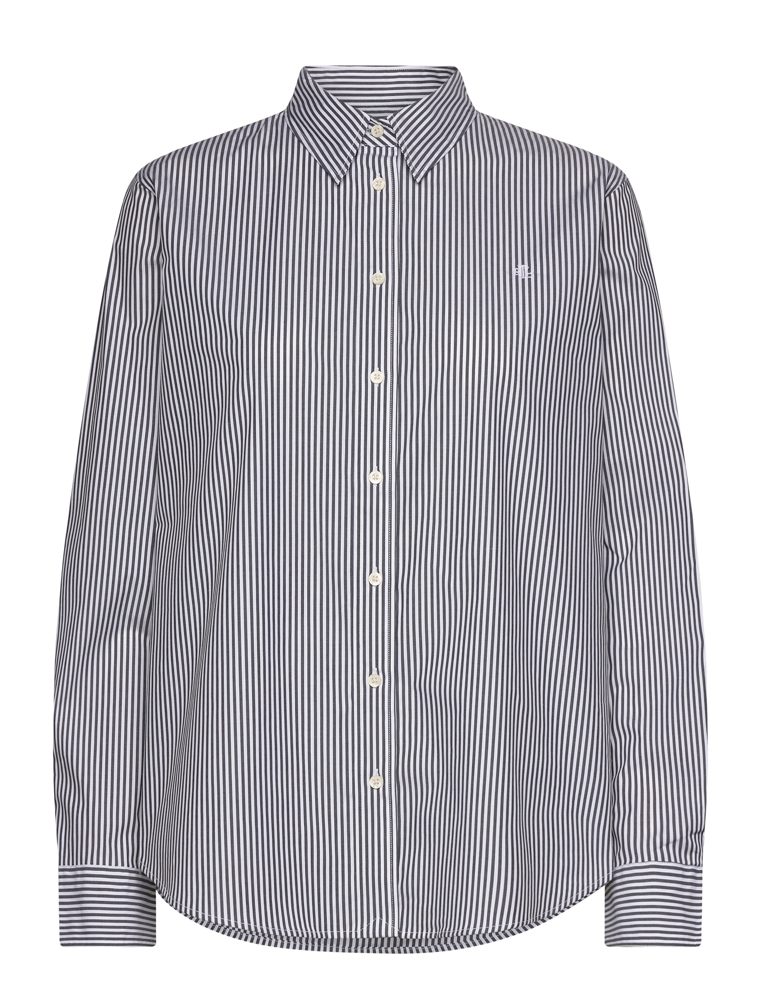 Striped Easy Care Cotton Shirt - BLACK/WHITE